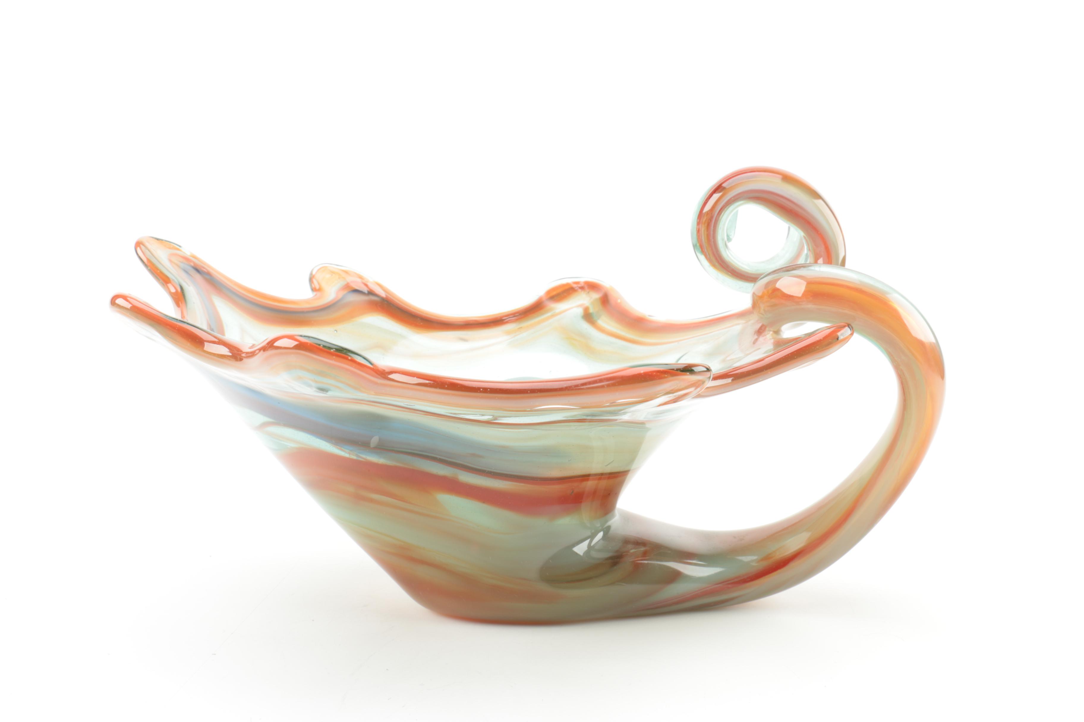 Murano Style Horn of Plenty Art Glass Bowl