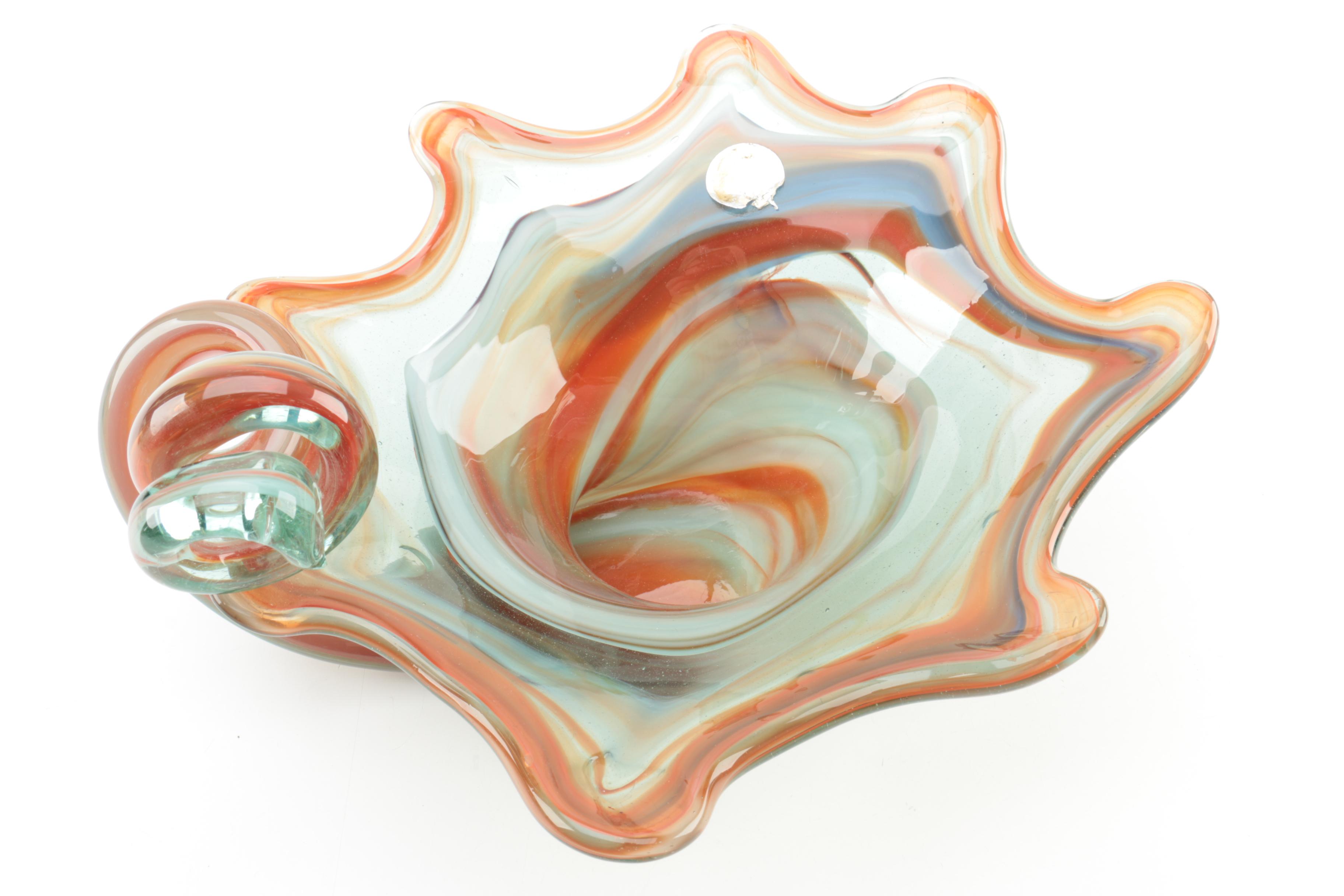 Murano Style Horn of Plenty Art Glass Bowl