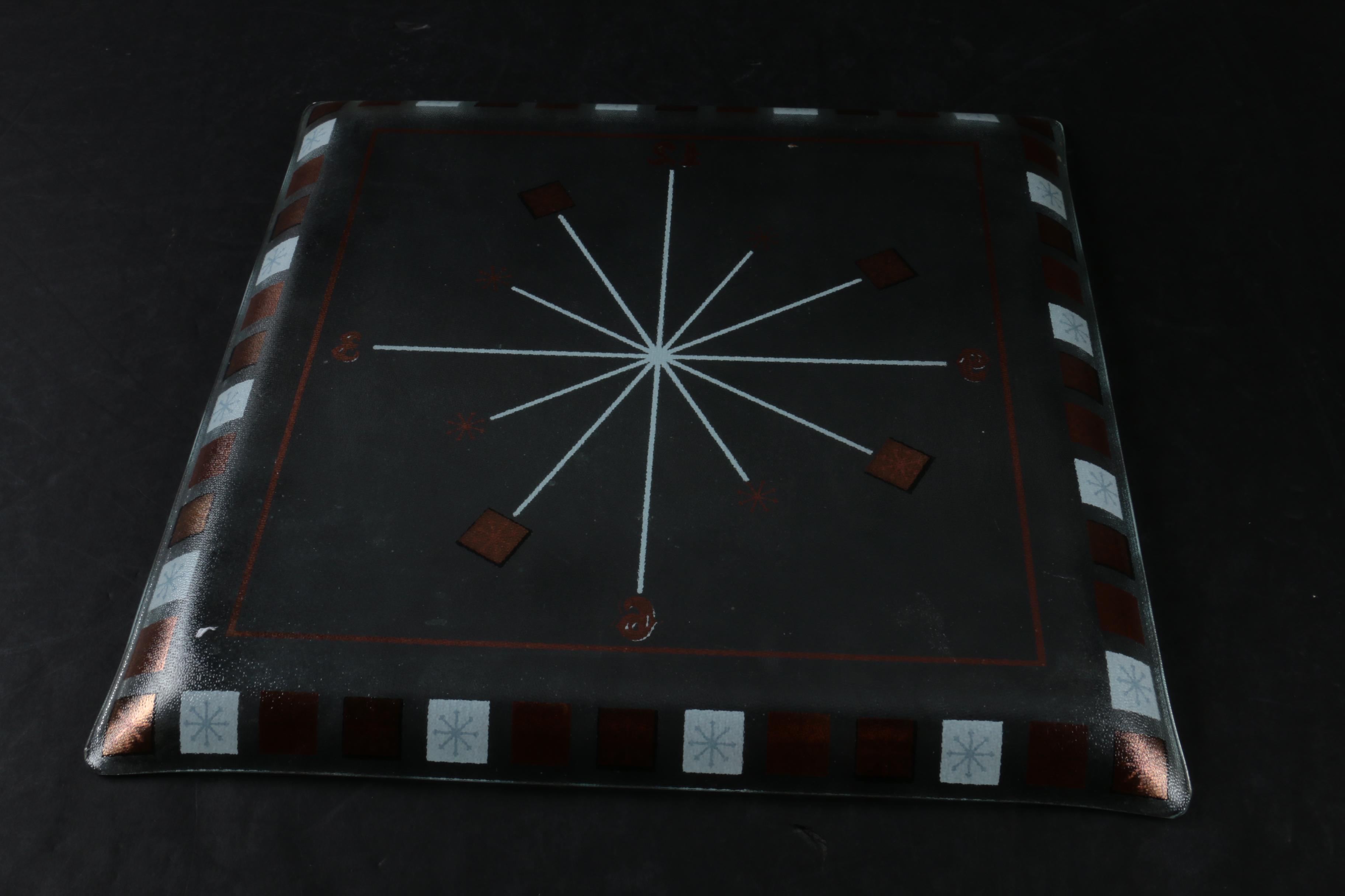 Vintage Atomic Glass Carafe and Tray