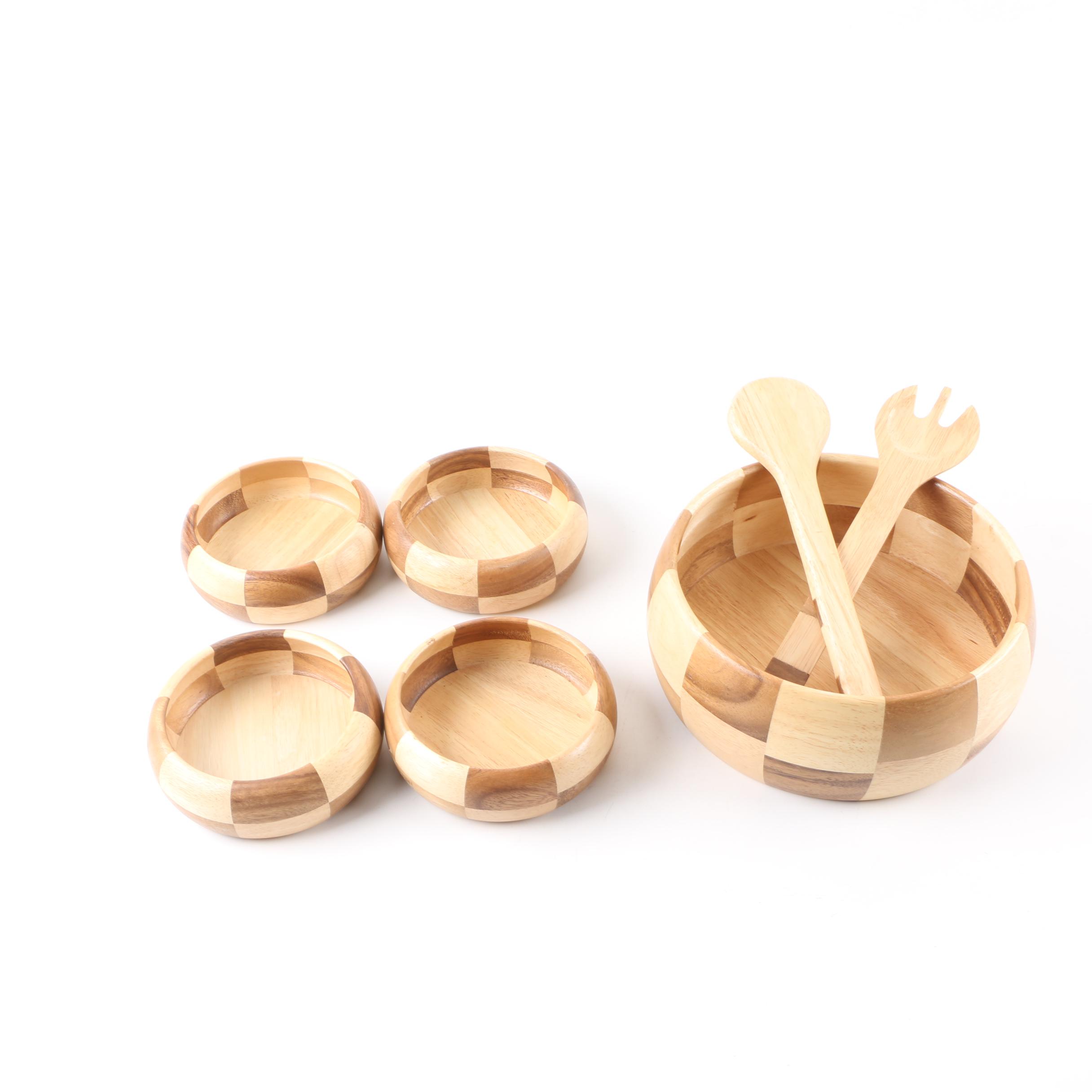 Thai Wooden Salad Serving Set