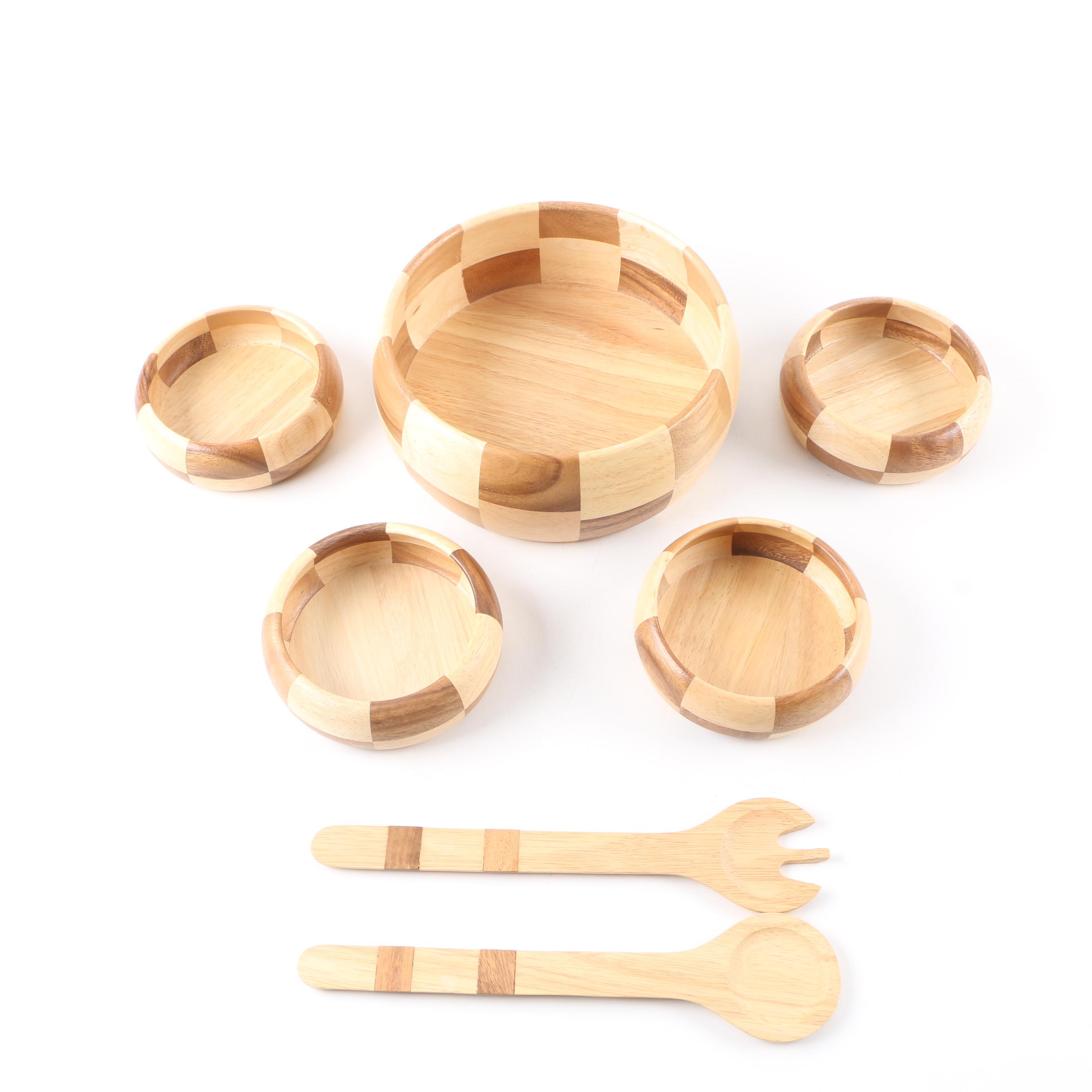 Thai Wooden Salad Serving Set
