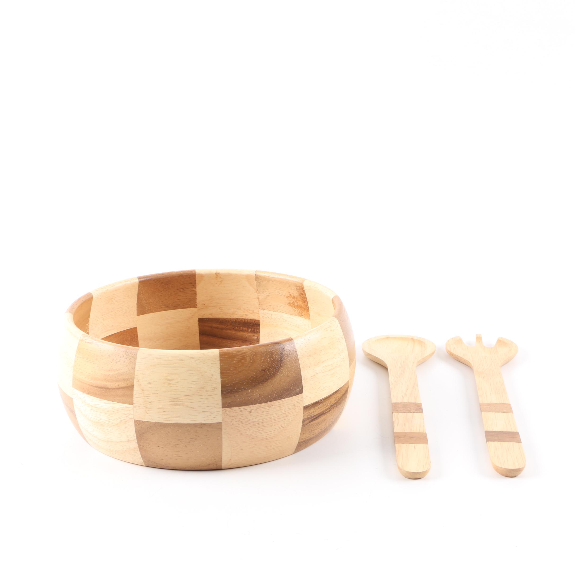 Thai Wooden Salad Serving Set