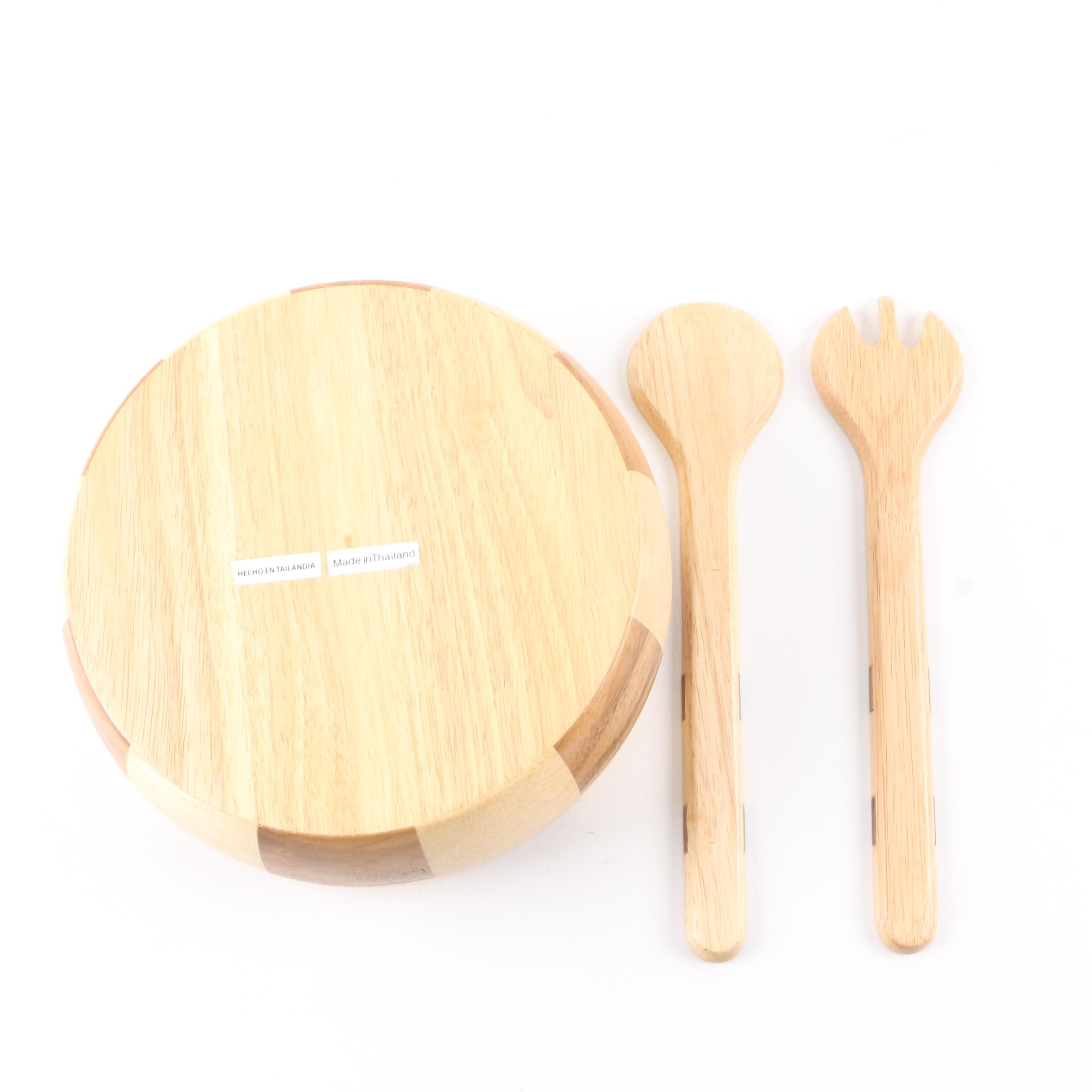 Thai Wooden Salad Serving Set