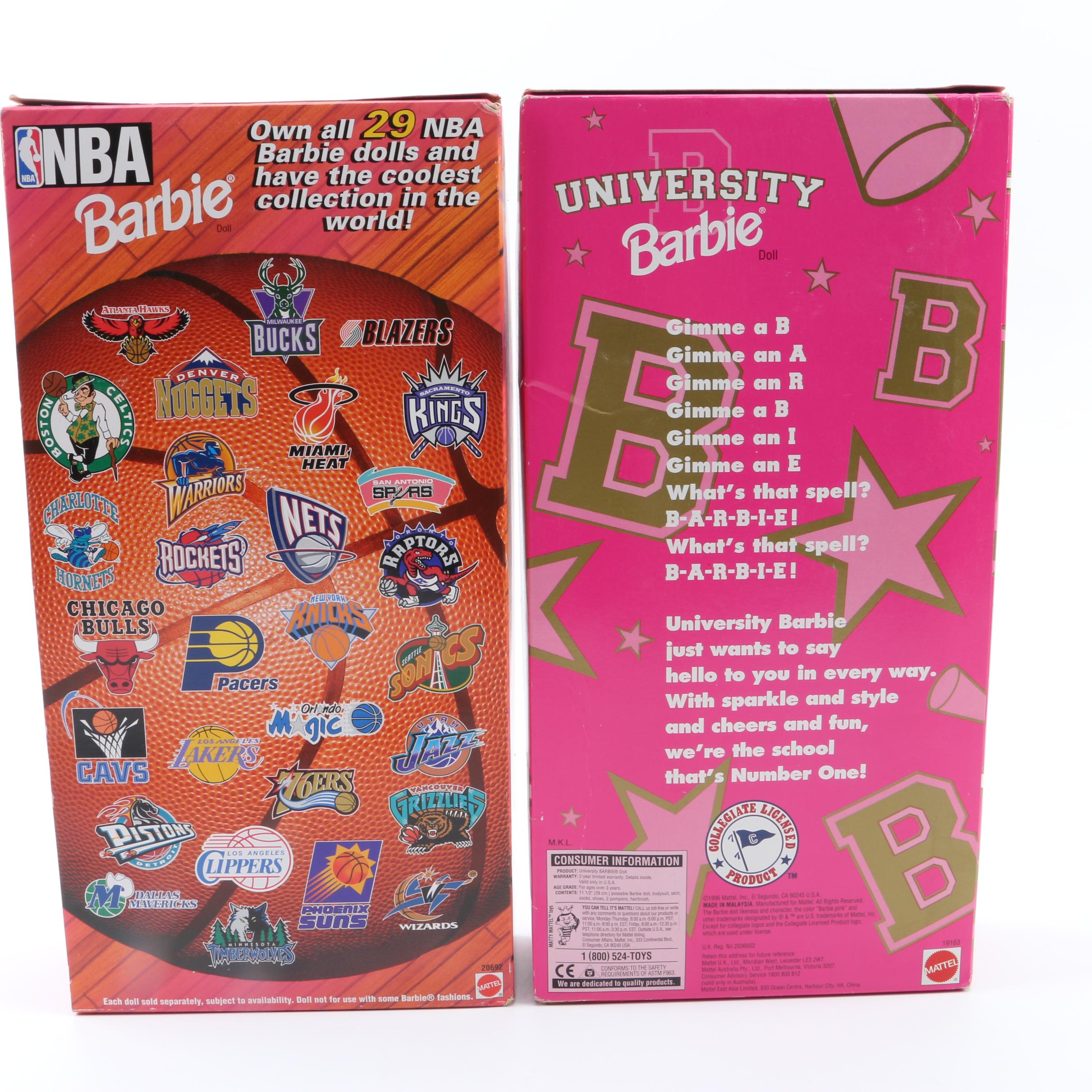 Mattel NBA, Nascar, and University Barbie Dolls