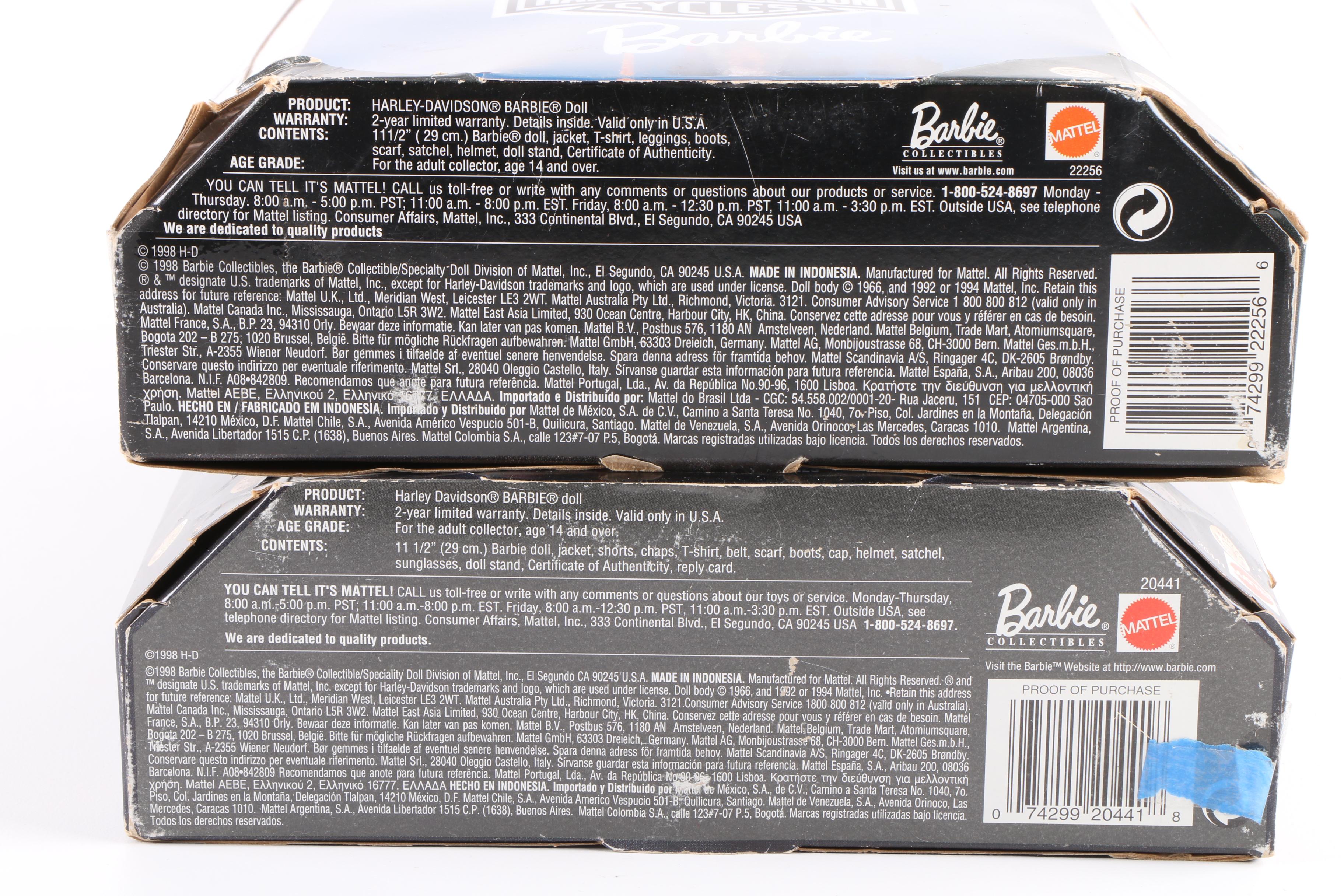 1998 Mattel "Harley-Davidson Barbie" Dolls