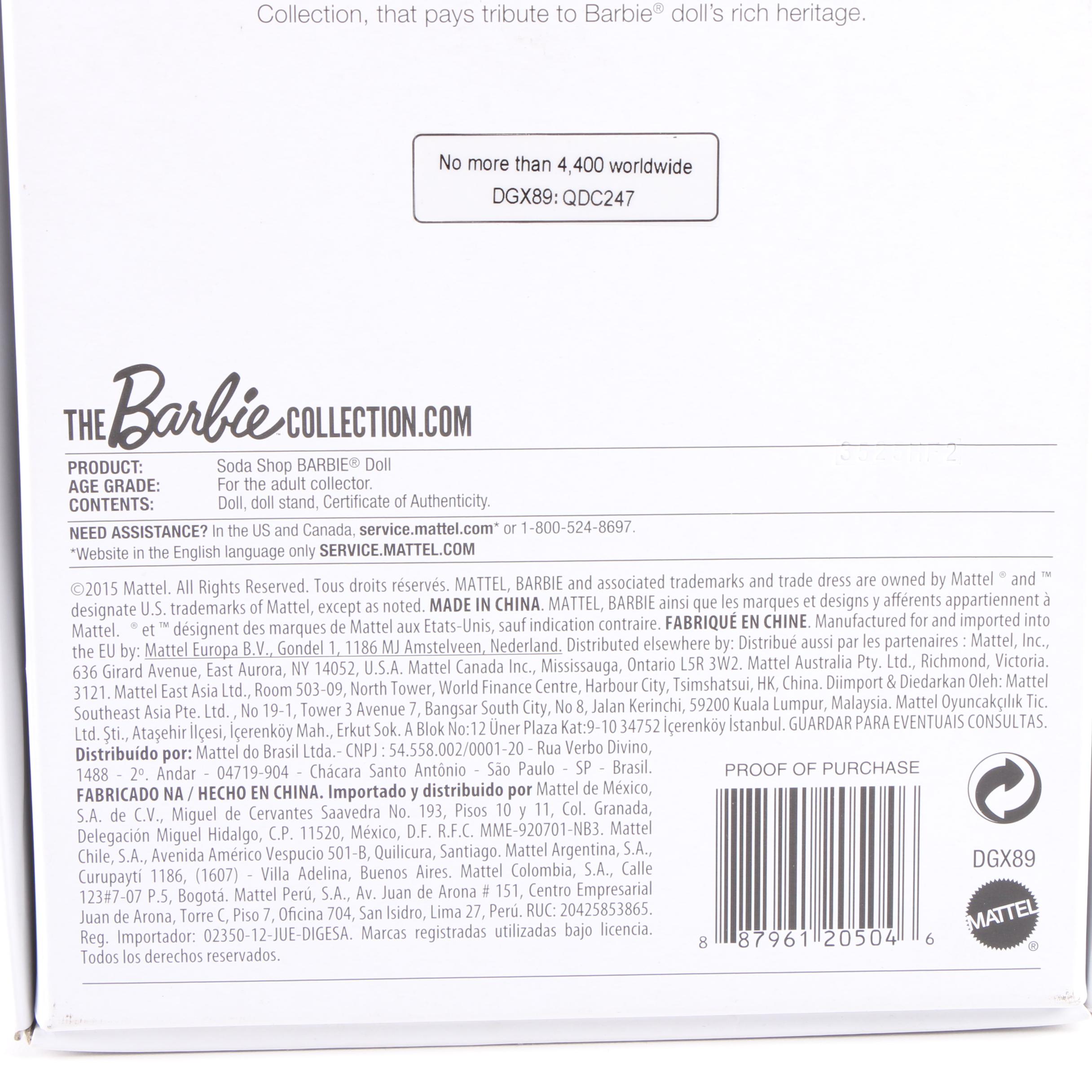 2015 Mattel Gold Label "Soda Shop" Barbie