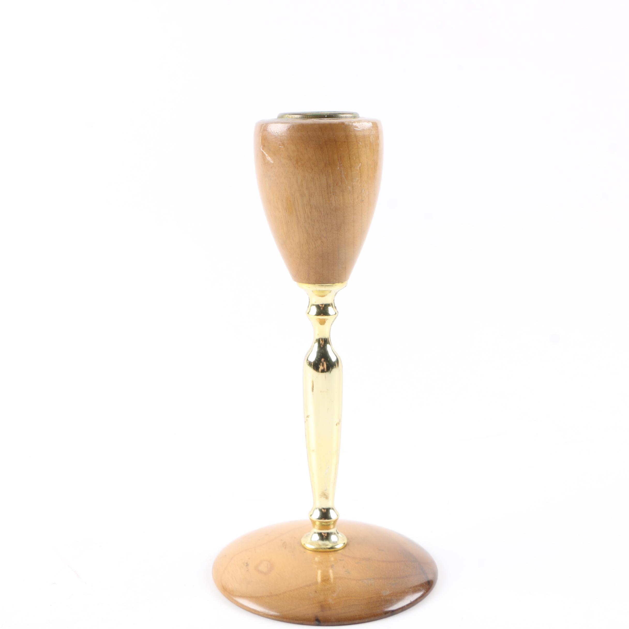 Myrtle Wood and Brass Candleholders