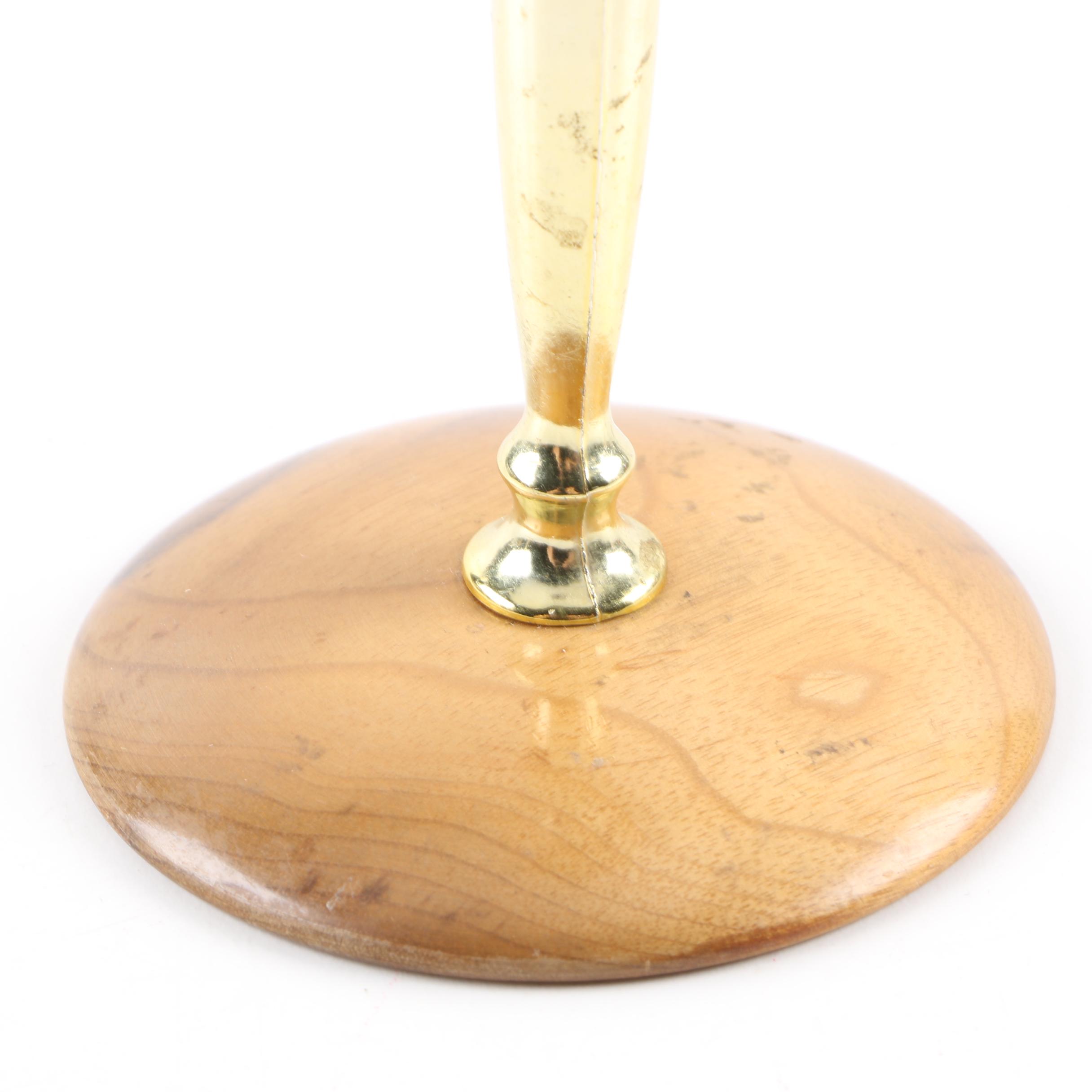 Myrtle Wood and Brass Candleholders