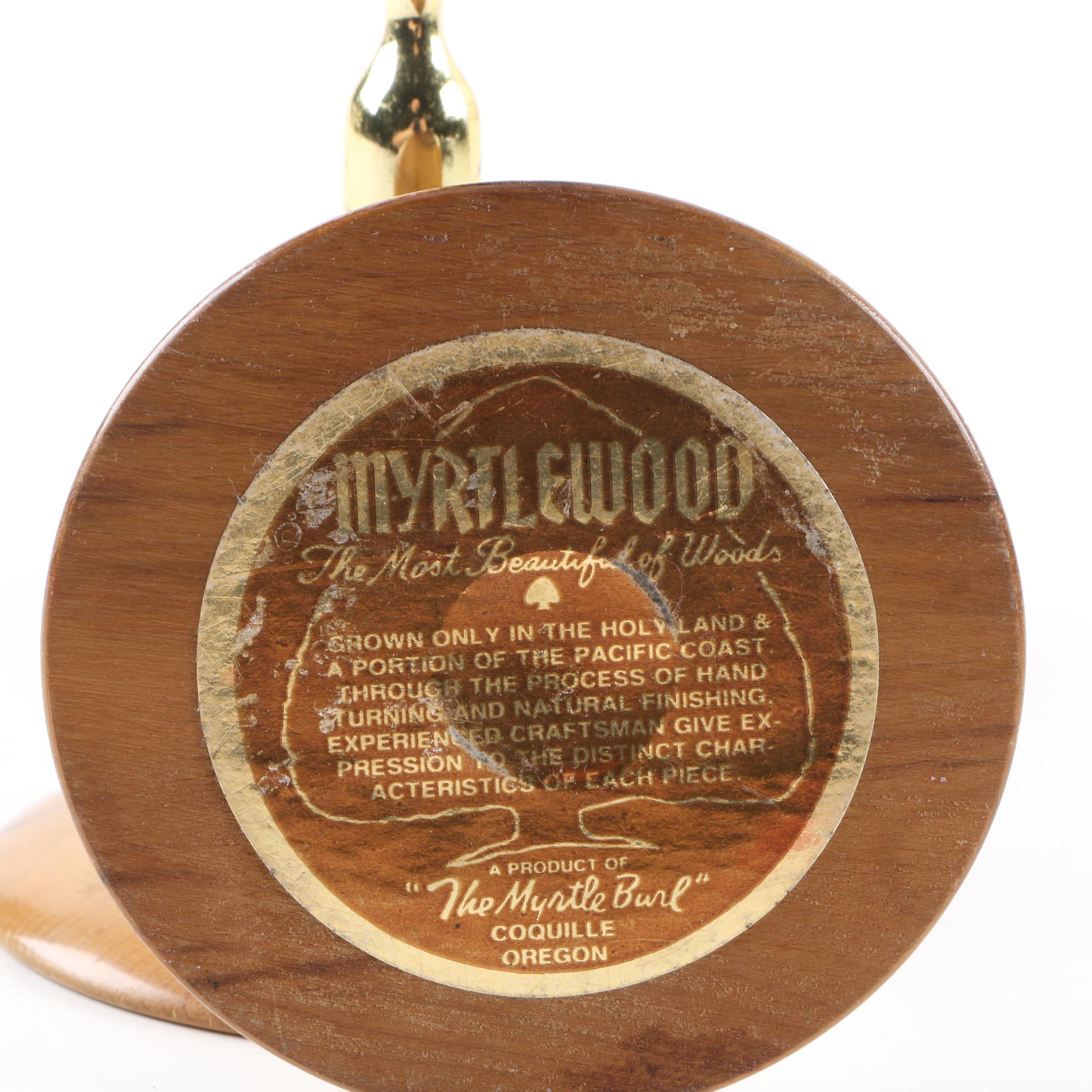 Myrtle Wood and Brass Candleholders