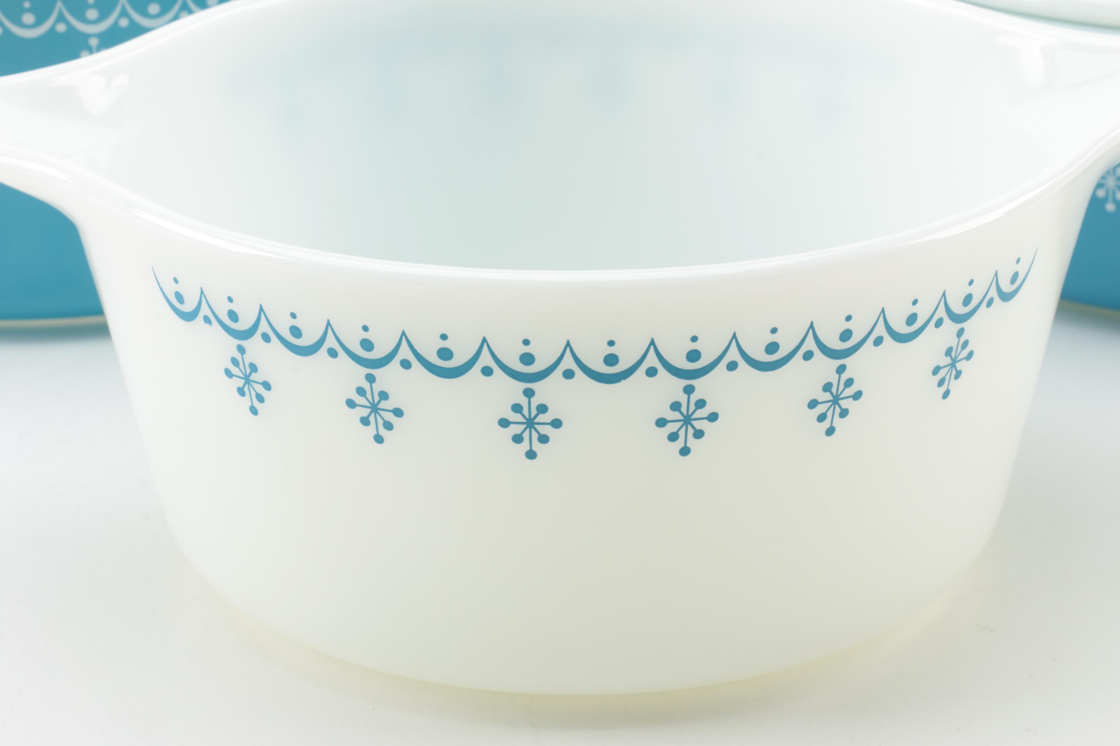 Pyrex "Snowflake Blue" Bakeware, Circa 1972-1975