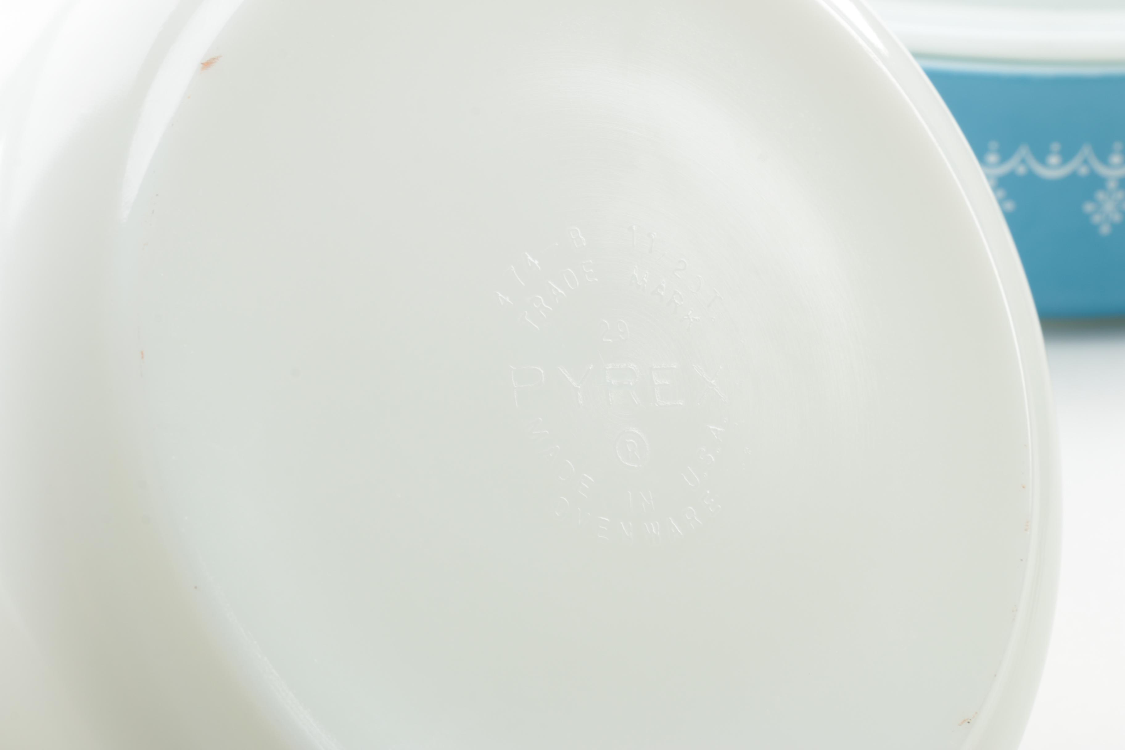 Pyrex "Snowflake Blue" Bakeware, Circa 1972-1975