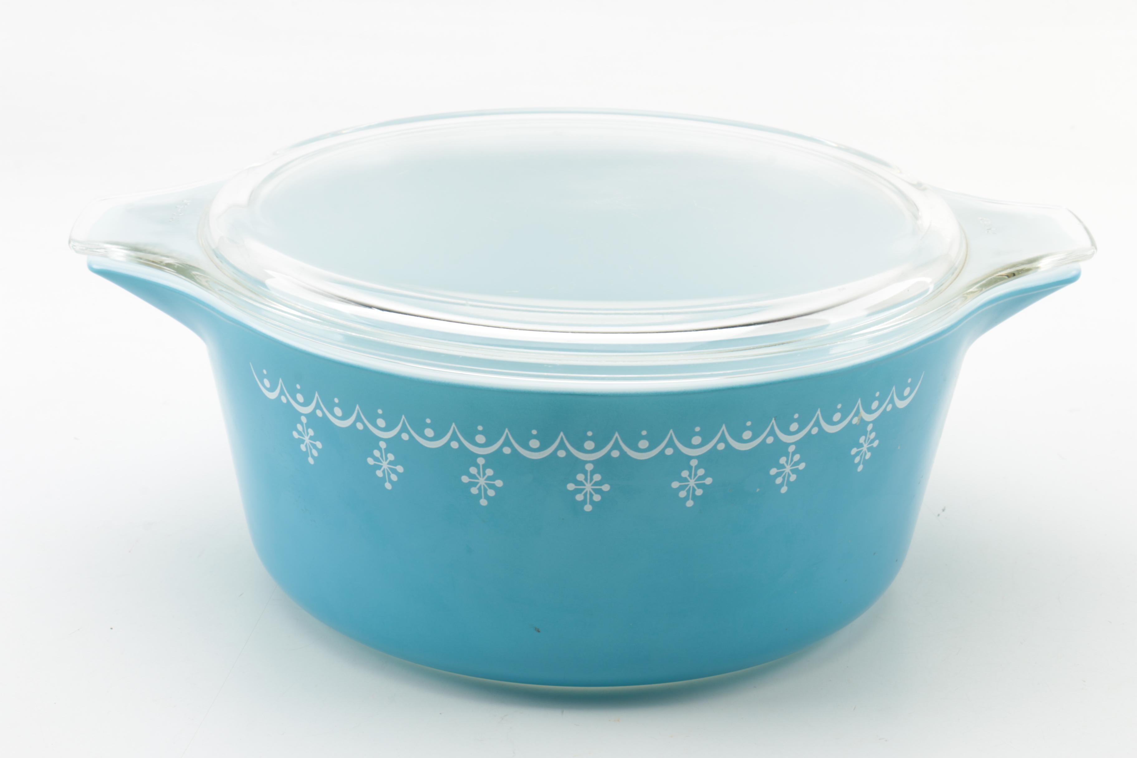 Pyrex "Snowflake Blue" Bakeware, Circa 1972-1975