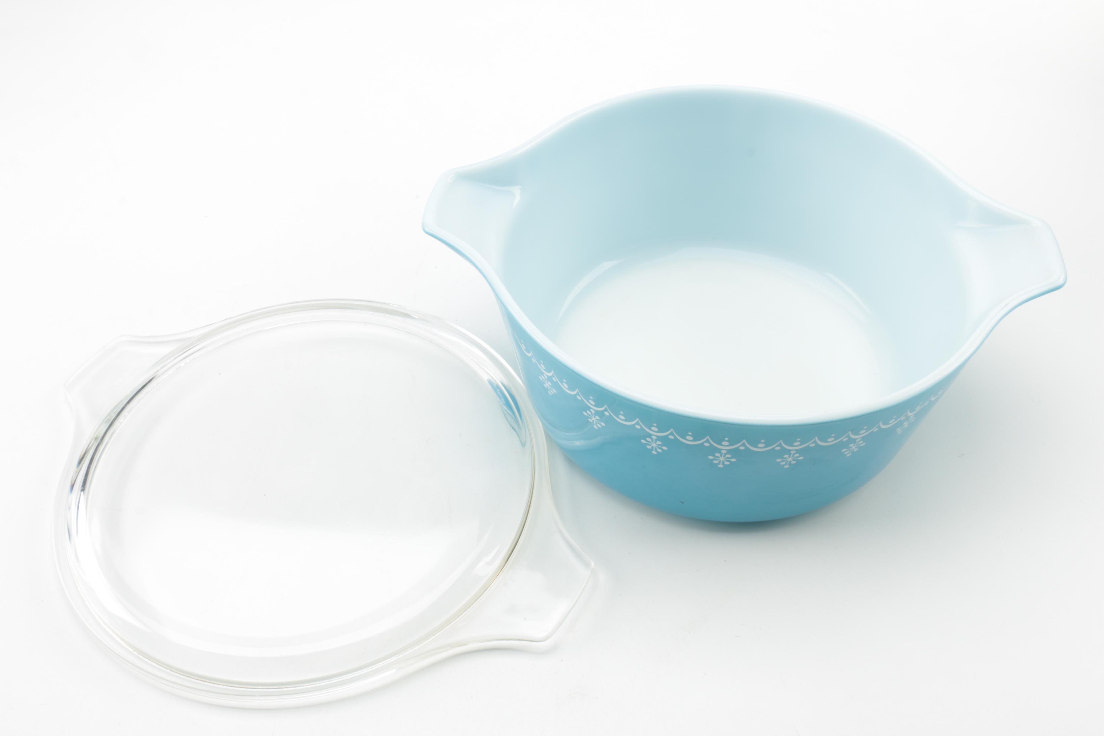 Pyrex "Snowflake Blue" Bakeware, Circa 1972-1975