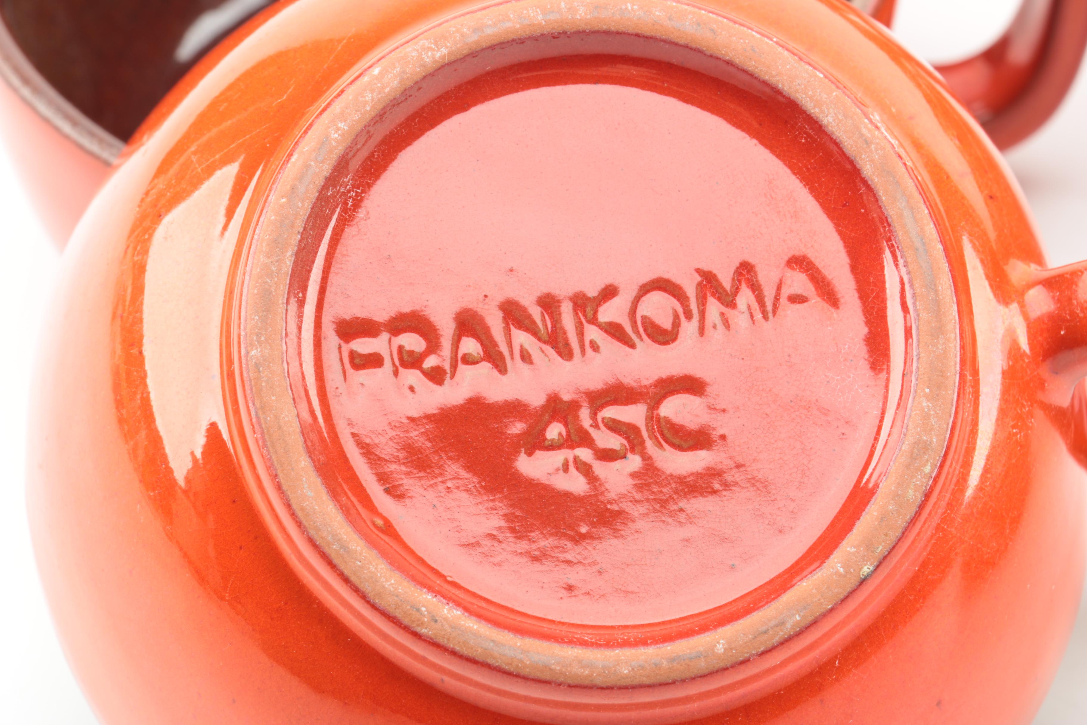 Vintage Frankoma "Westwind Flame" Pottery Bowl and Soup Mugs 1970s