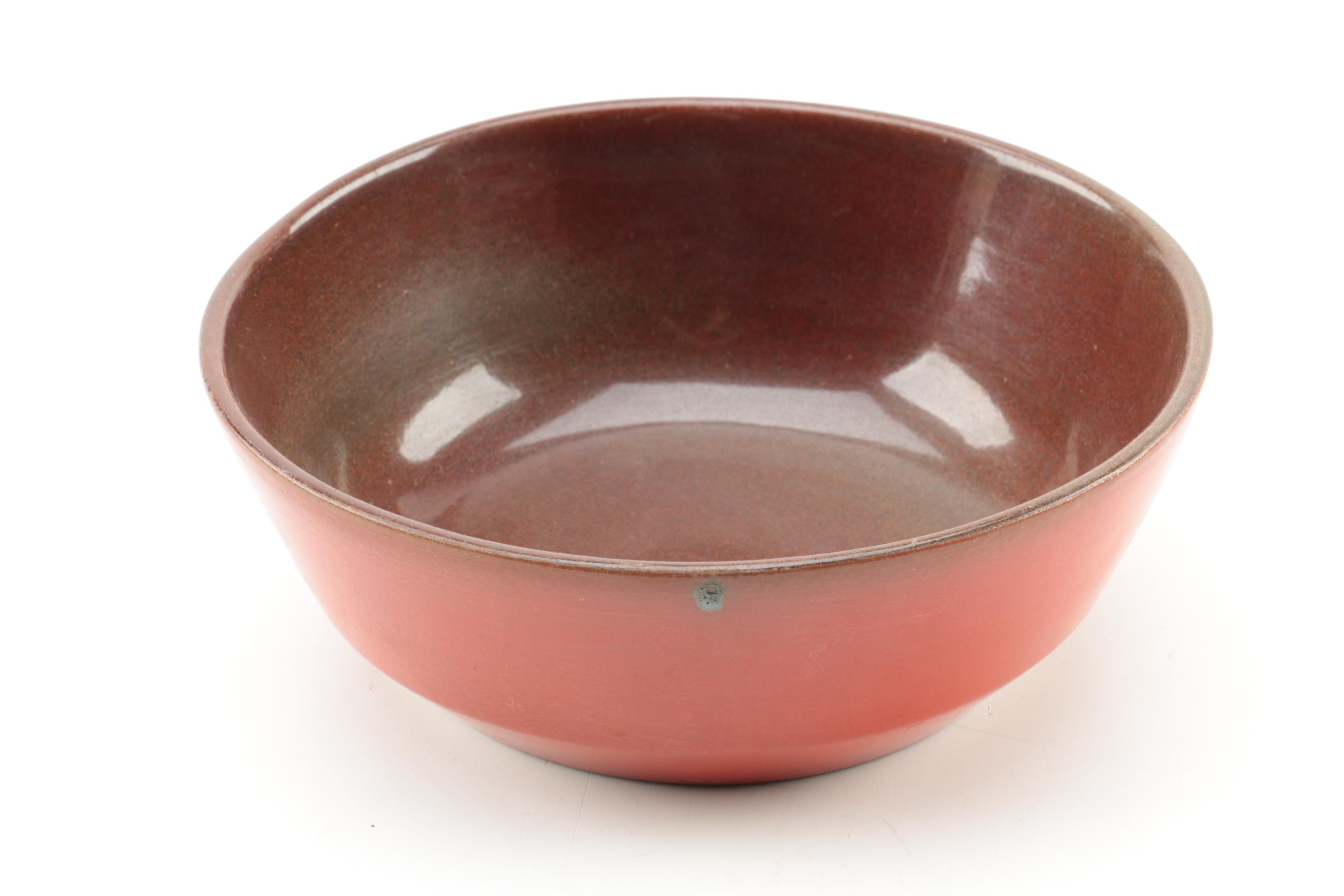 Vintage Frankoma "Westwind Flame" Pottery Bowl and Soup Mugs 1970s