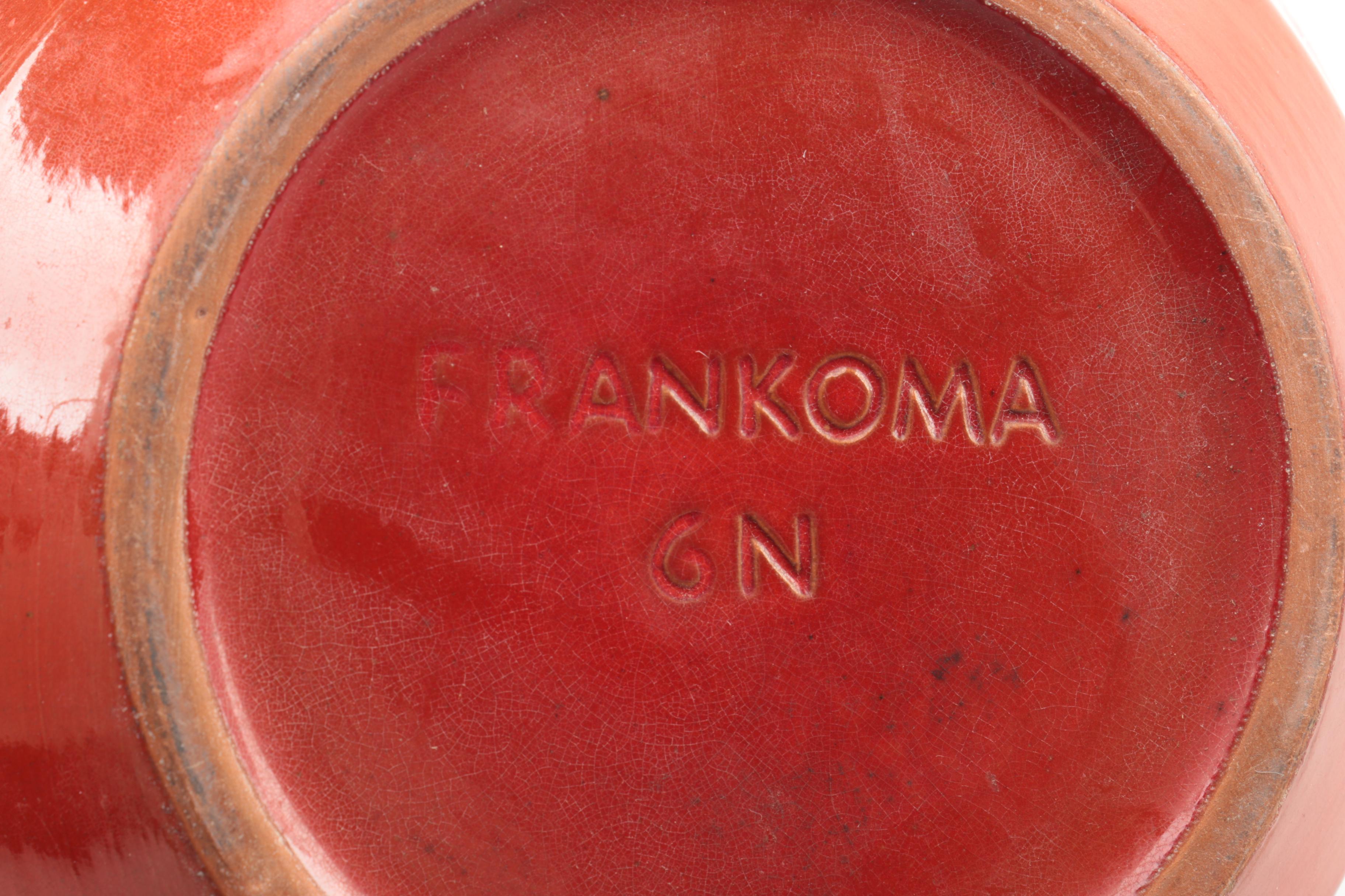 Vintage Frankoma "Westwind Flame" Pottery Bowl and Soup Mugs 1970s