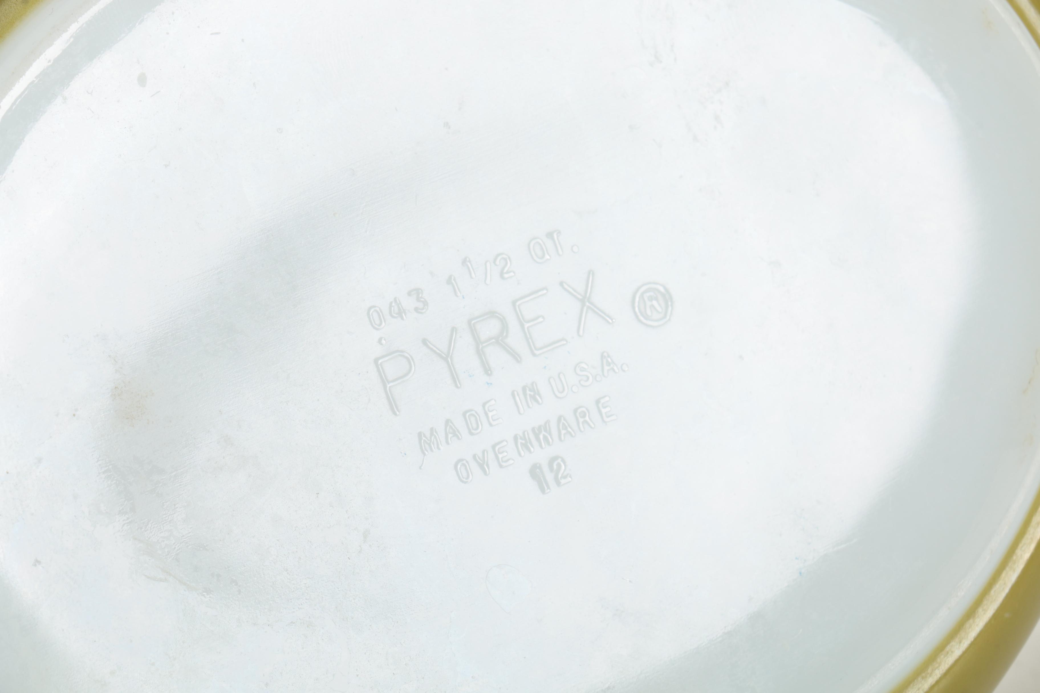 Pyrex "Spring Blossom" Green Glass Mixing Bowls and Baking Dishes 1972-79