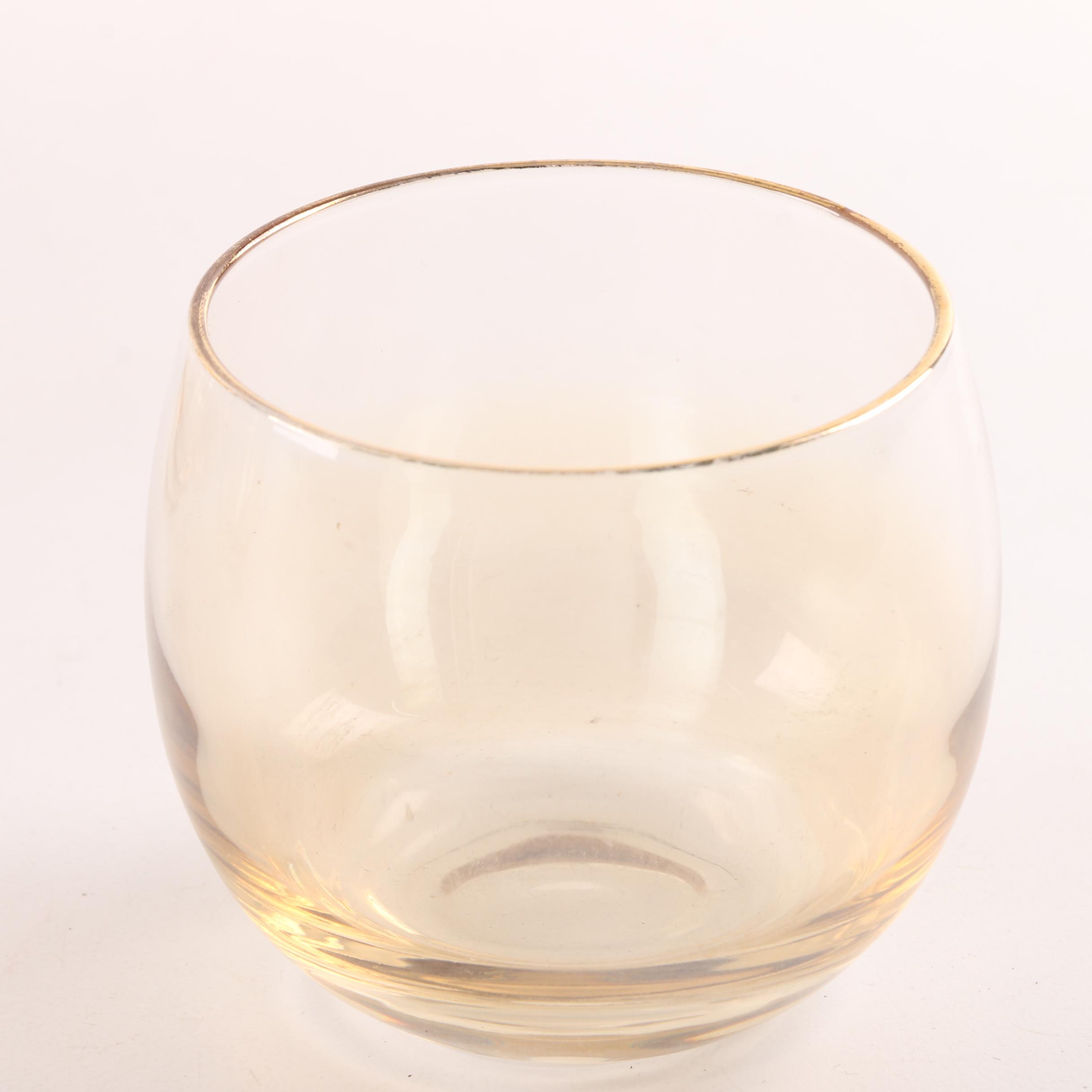 Mid Century Gilt Accented Pitcher and Glasses Set