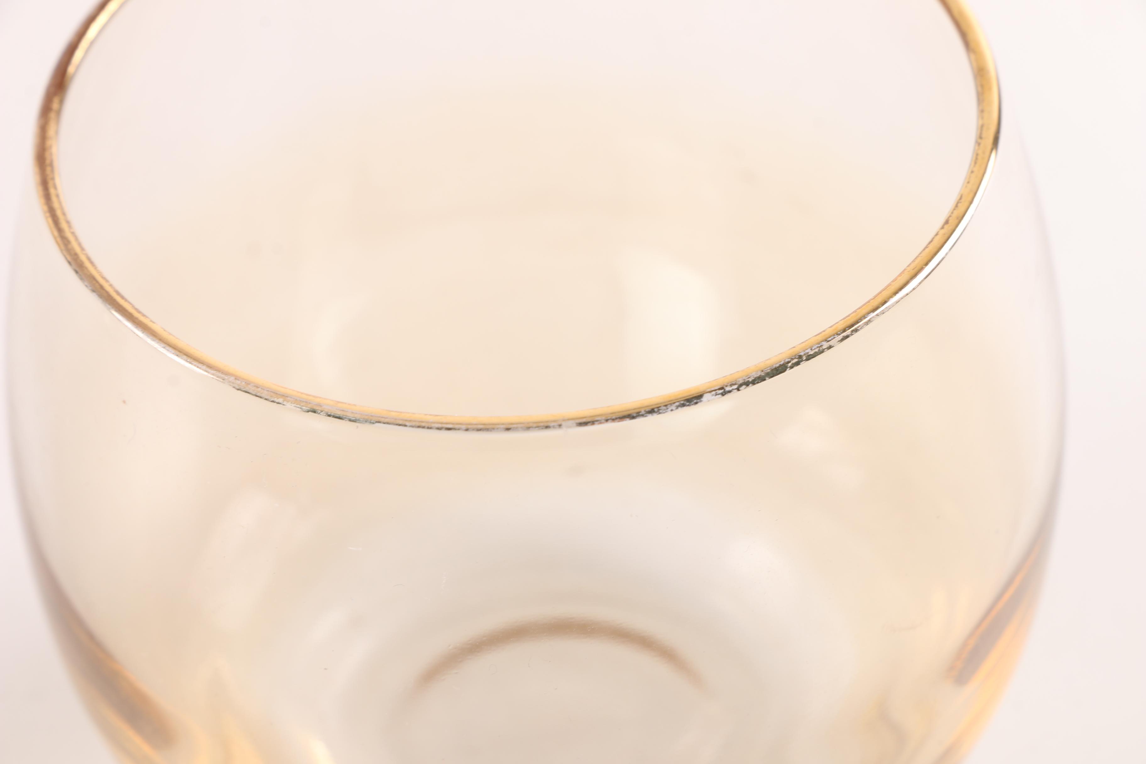 Mid Century Gilt Accented Pitcher and Glasses Set