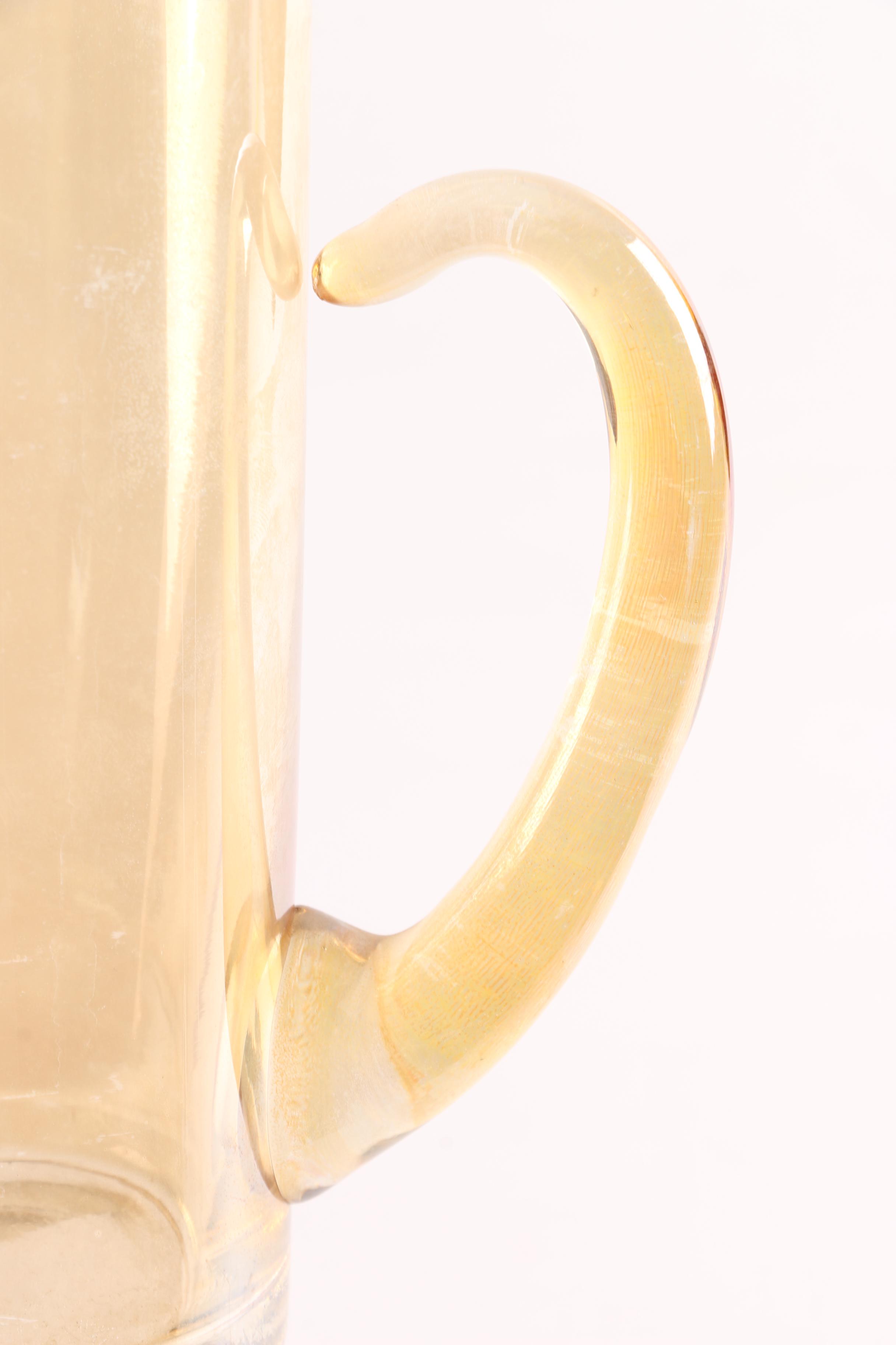 Mid Century Gilt Accented Pitcher and Glasses Set