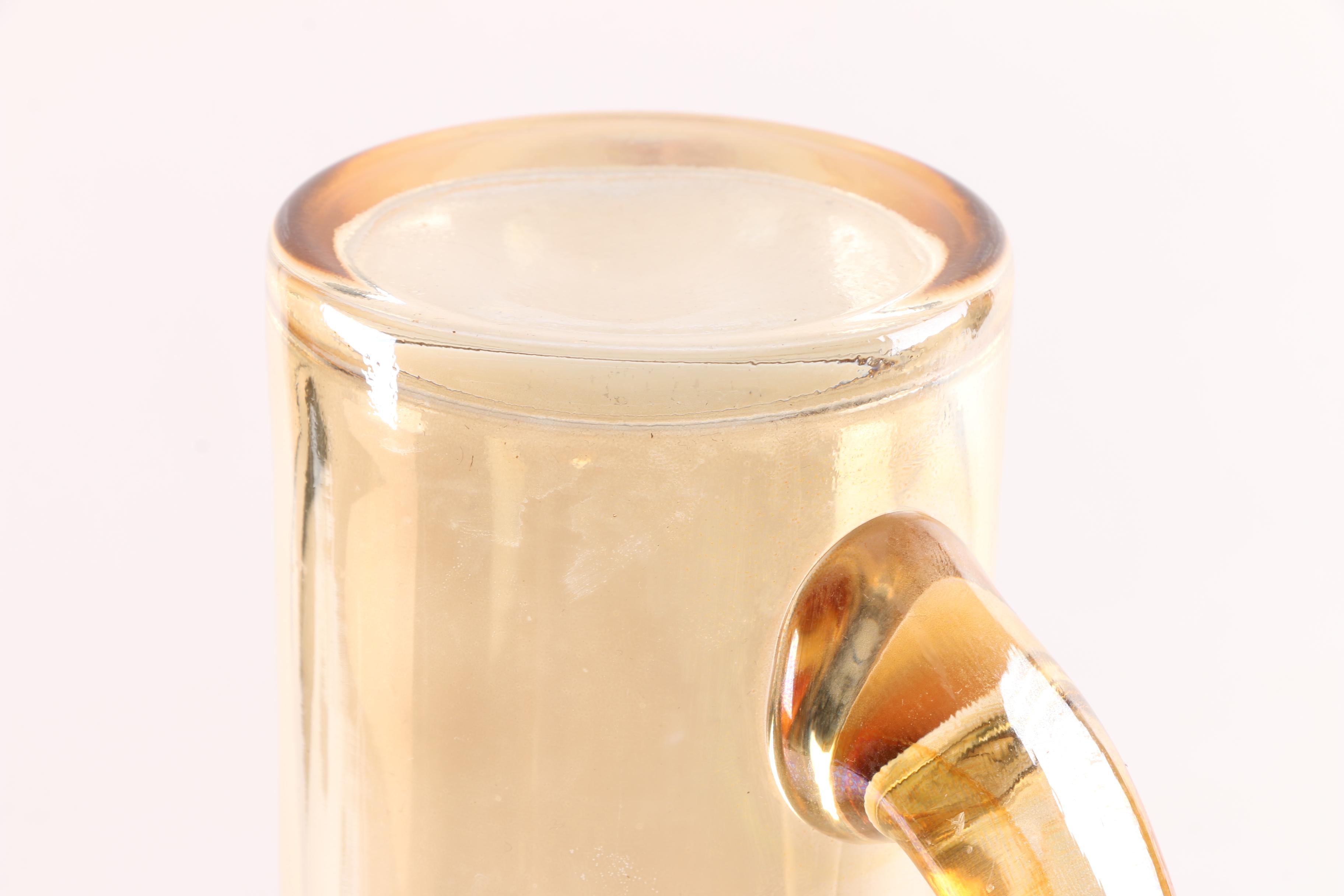 Mid Century Gilt Accented Pitcher and Glasses Set