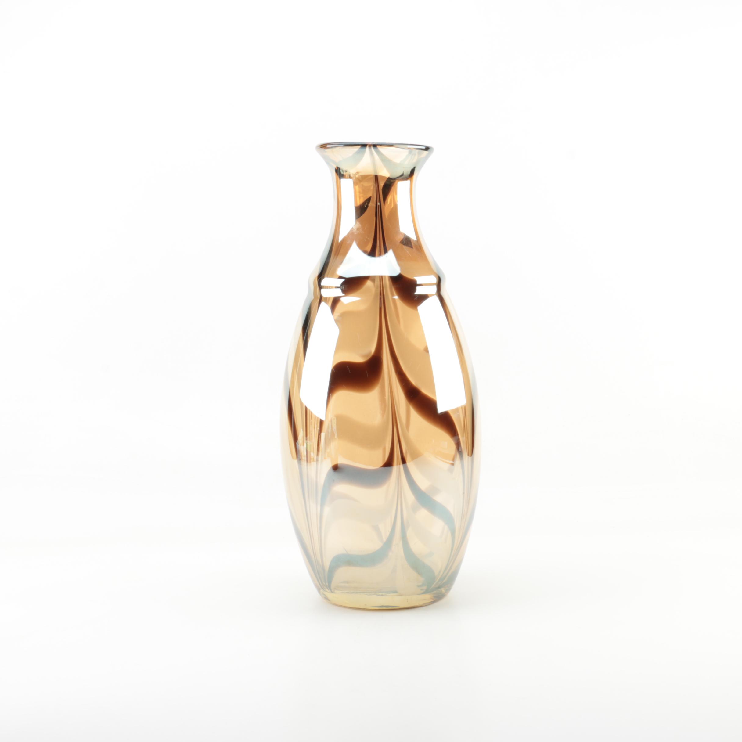 Combed Art Glass Flower Vase