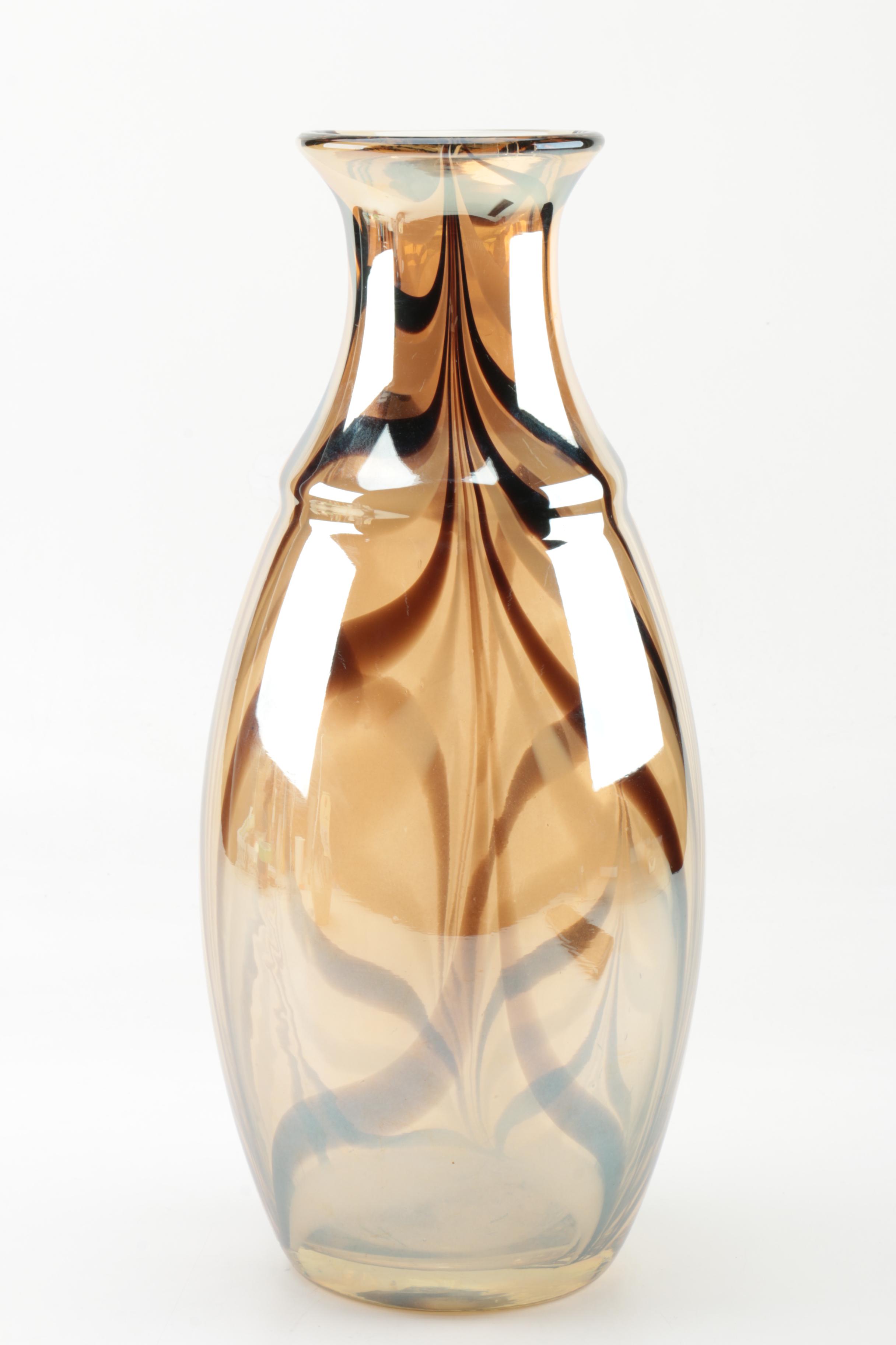 Combed Art Glass Flower Vase