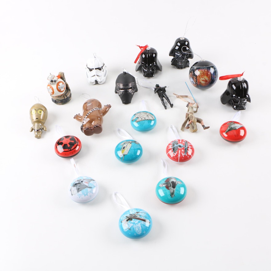 Collection of Star Wars Themed Glass Holiday Ornaments