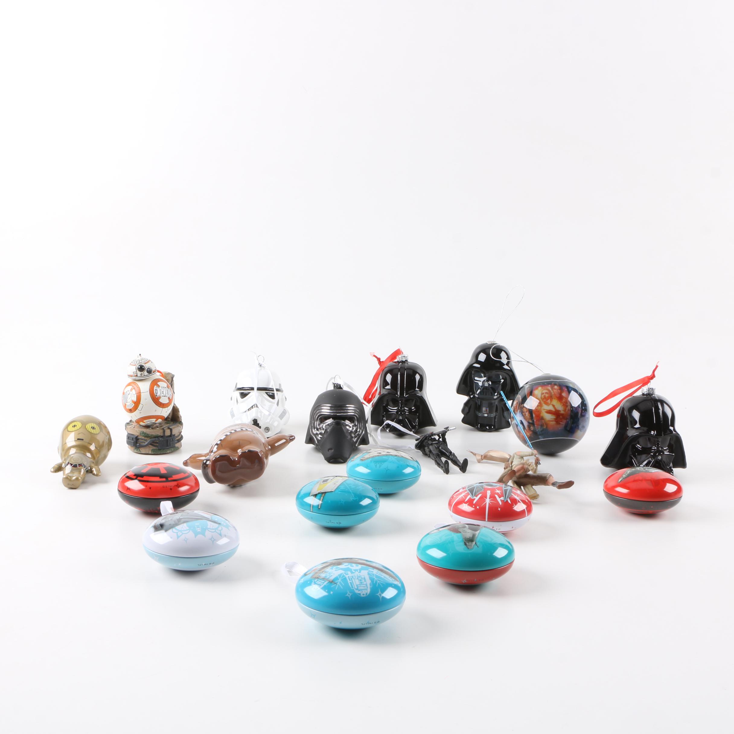 Collection of Star Wars Themed Glass Holiday Ornaments