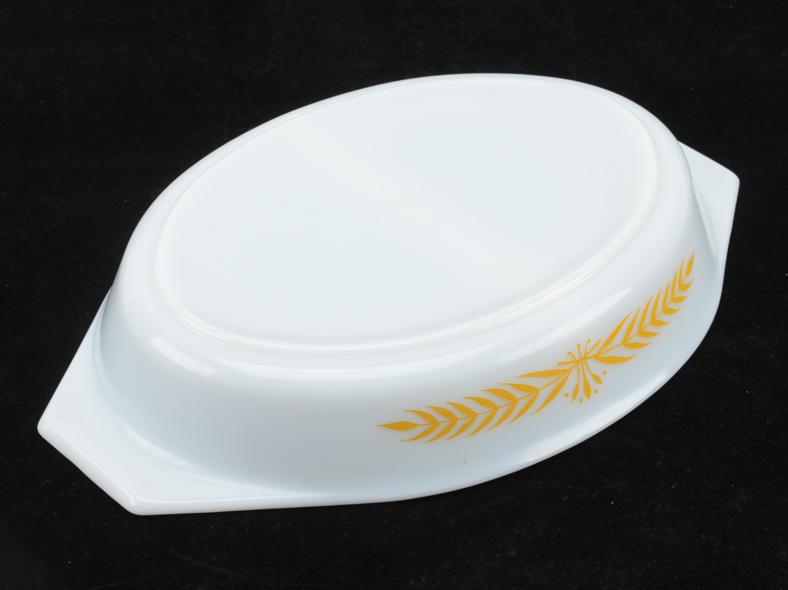 Pyrex "Royal Wheat" Divided Casserole Dish with Lids, Circa 1960