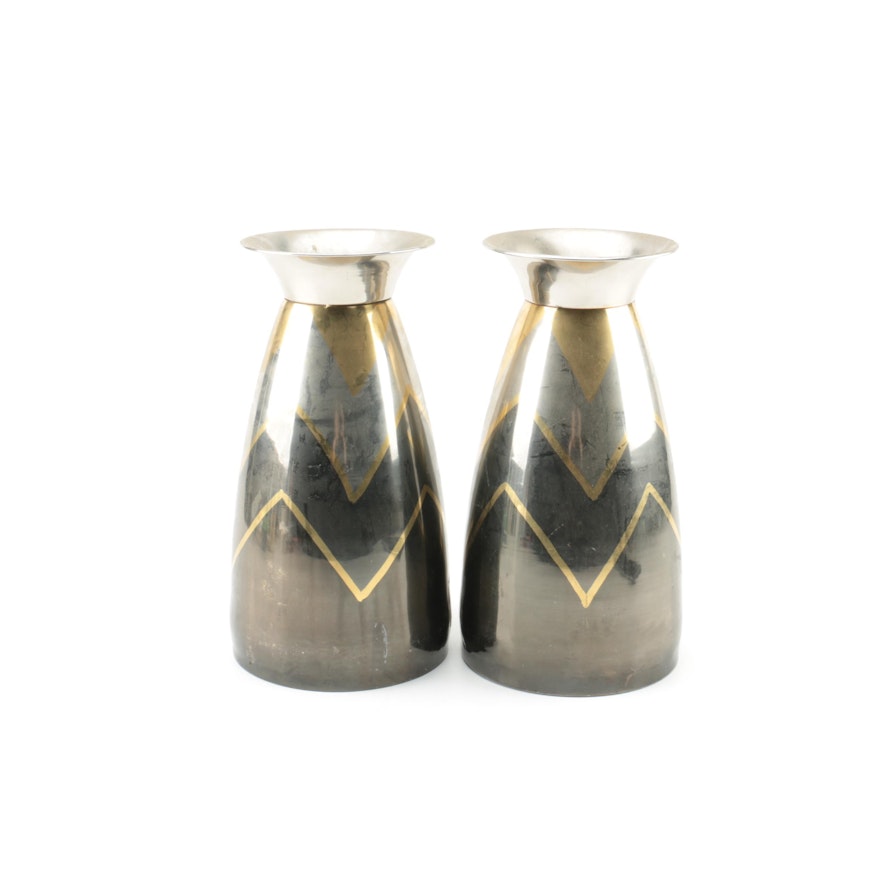Matching Metal Vases