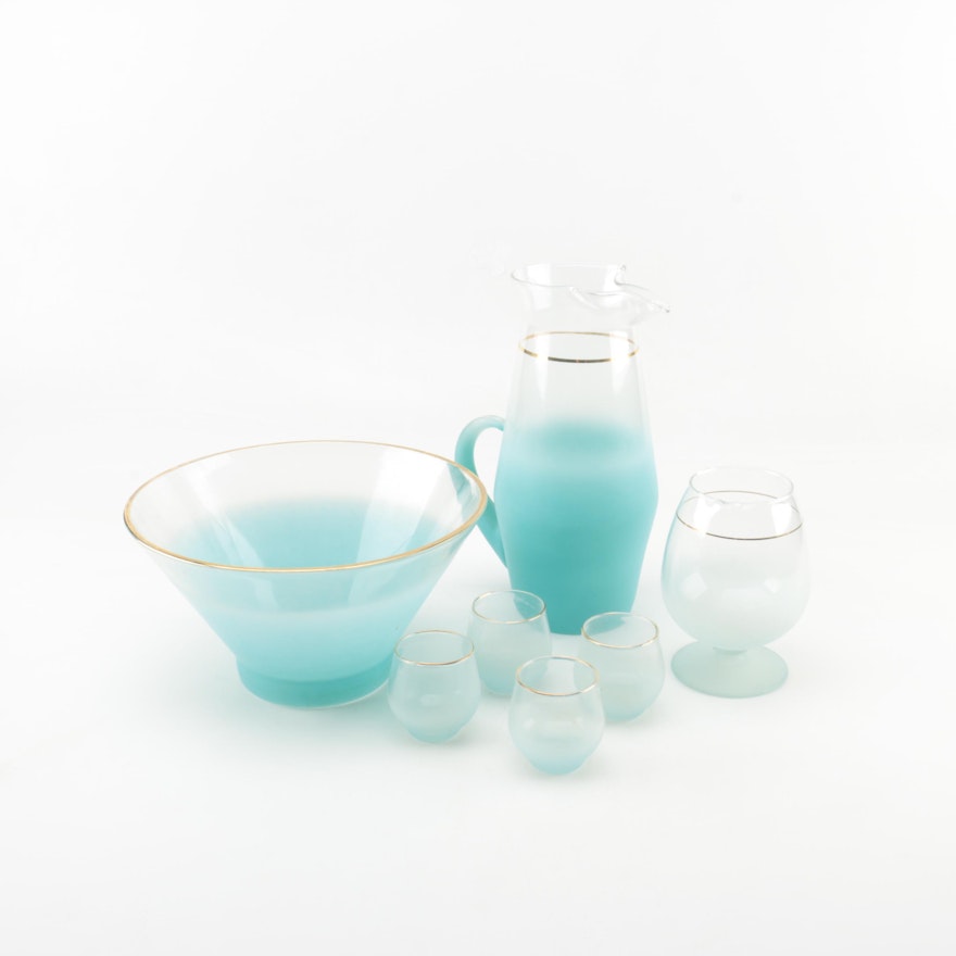 West Virginia Glass Specialty "Blendo Turquoise" Glassware
