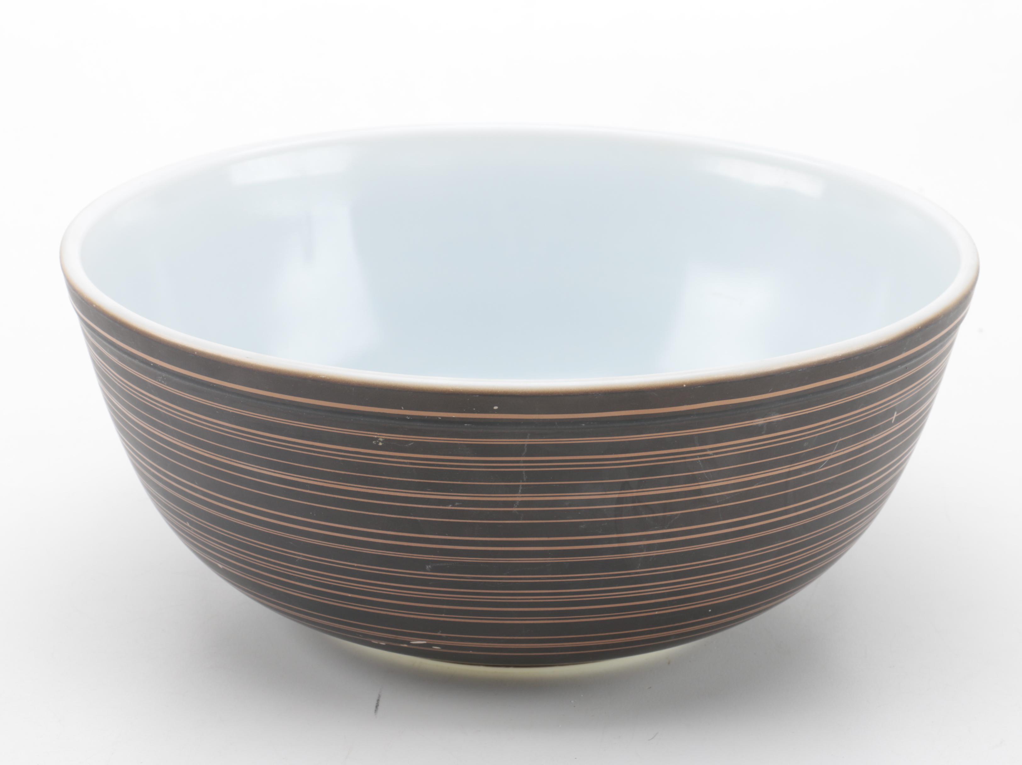 Vintage Pyrex "Terra" Brown Striped Mixing Bowl and Casserole Dishes 1964-65