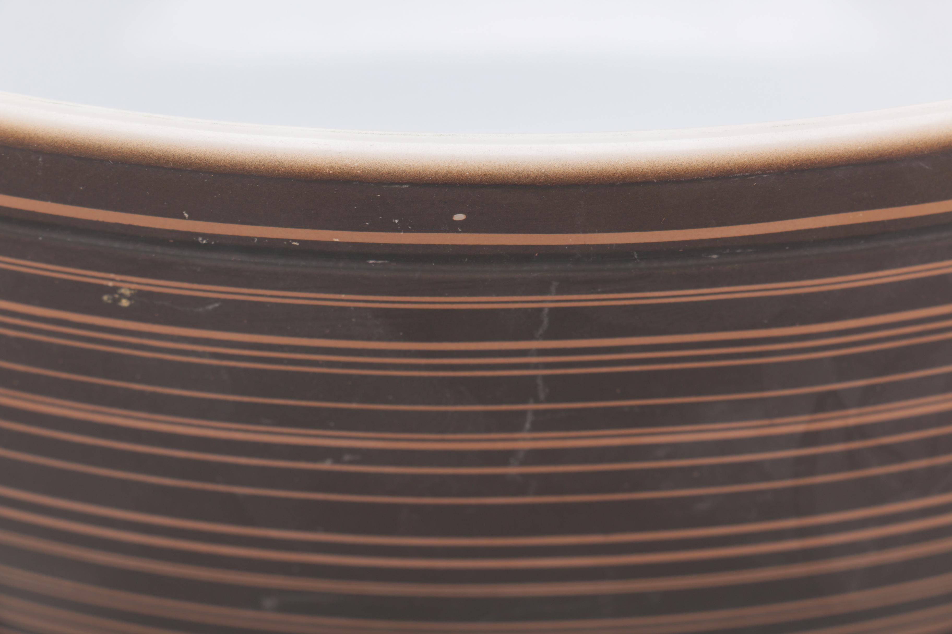 Vintage Pyrex "Terra" Brown Striped Mixing Bowl and Casserole Dishes 1964-65