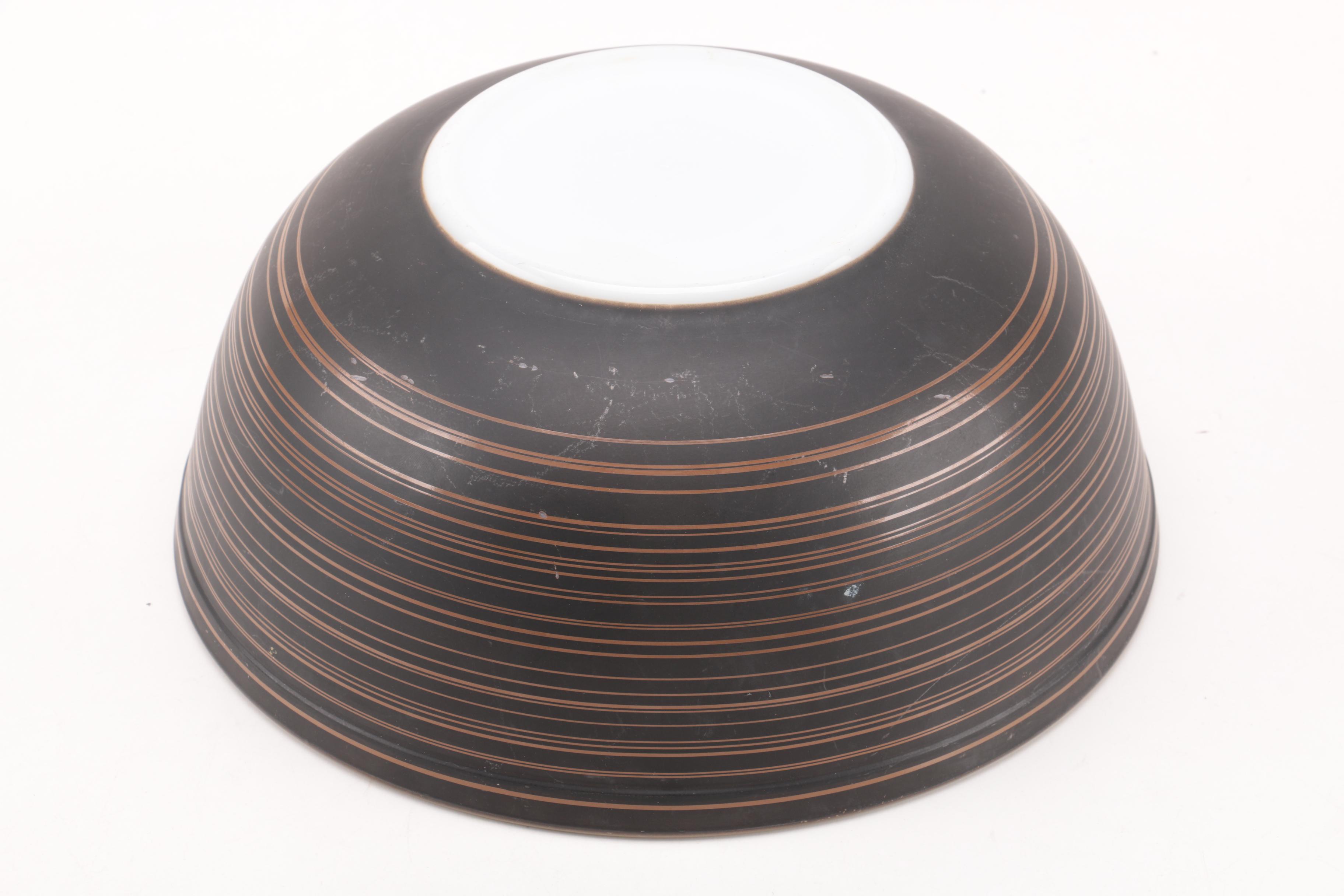 Vintage Pyrex "Terra" Brown Striped Mixing Bowl and Casserole Dishes 1964-65