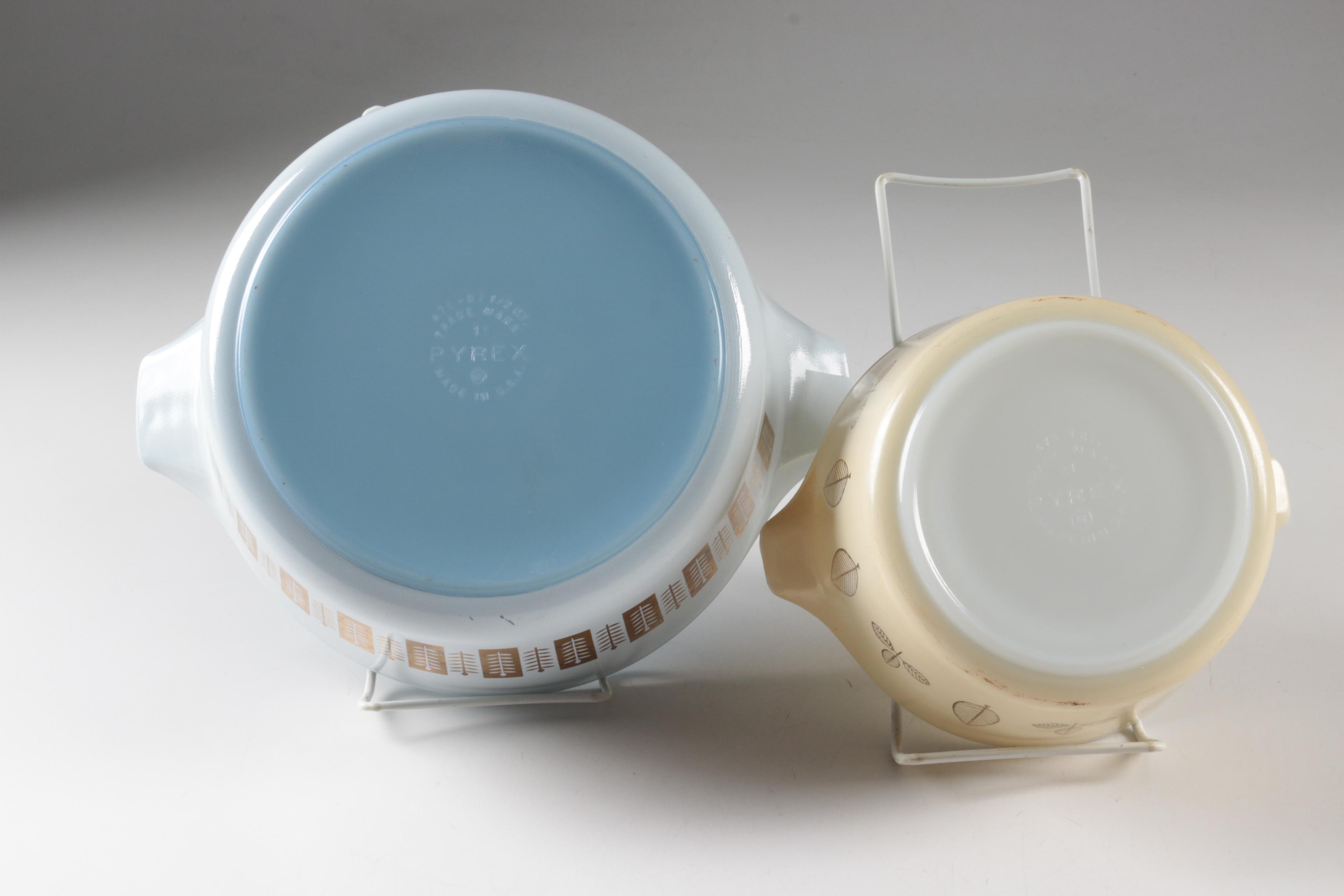 Vintage Pyrex "Golden Scroll", "Golden Tulip" and "Gourmet" Bowls and Casseroles