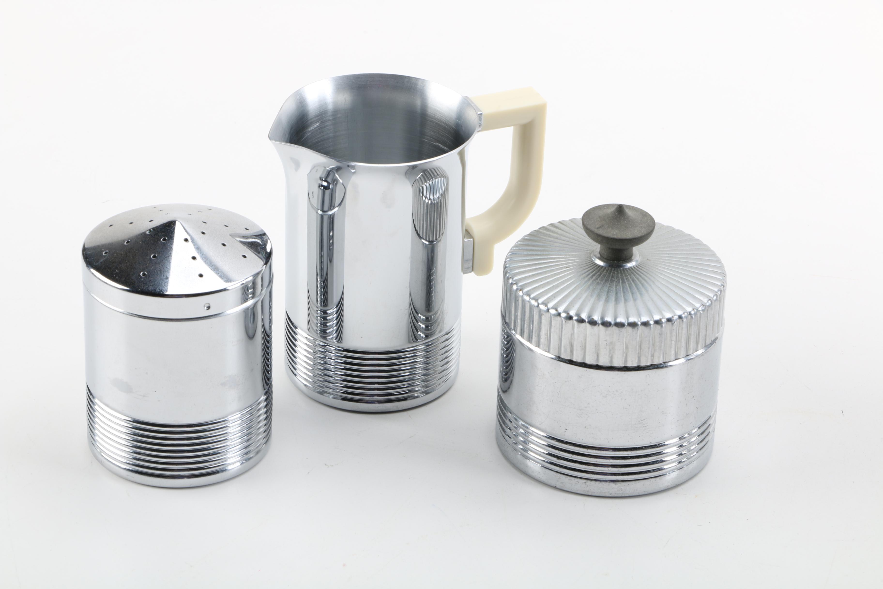 "Continental" Chromed Metal Coffee Service by Walter von Nessen for Chase