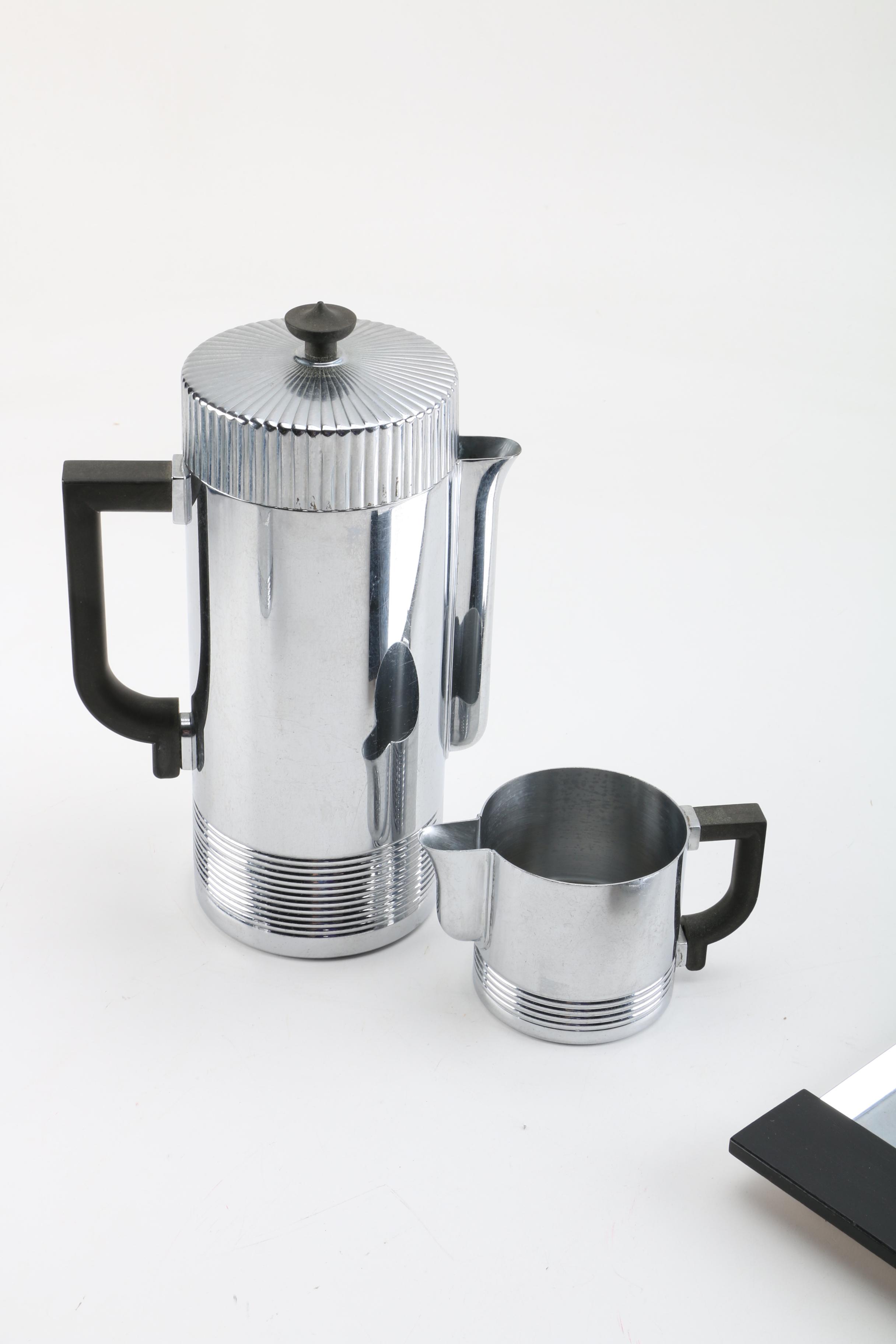 "Continental" Chromed Metal Coffee Service by Walter von Nessen for Chase