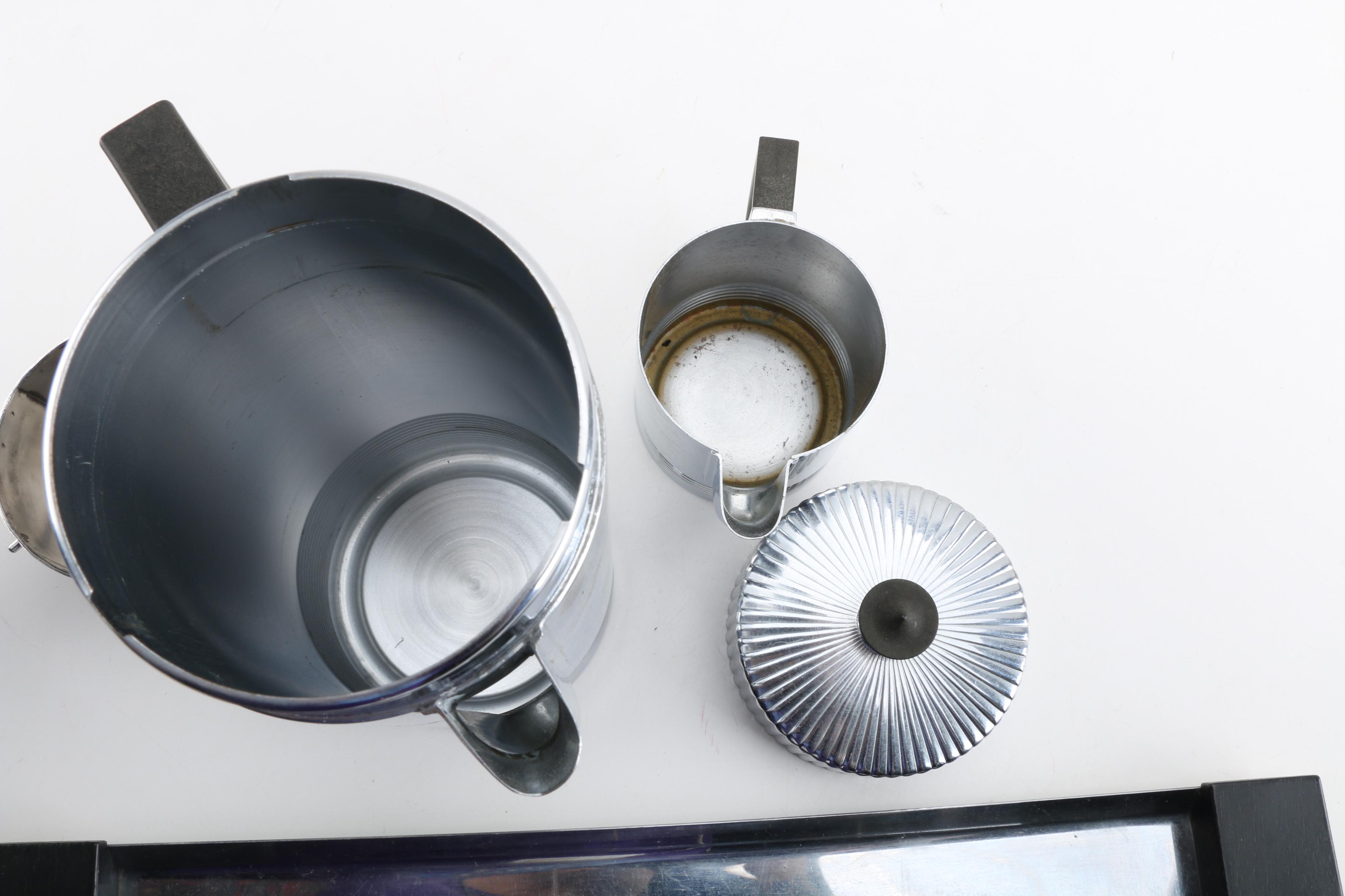 "Continental" Chromed Metal Coffee Service by Walter von Nessen for Chase