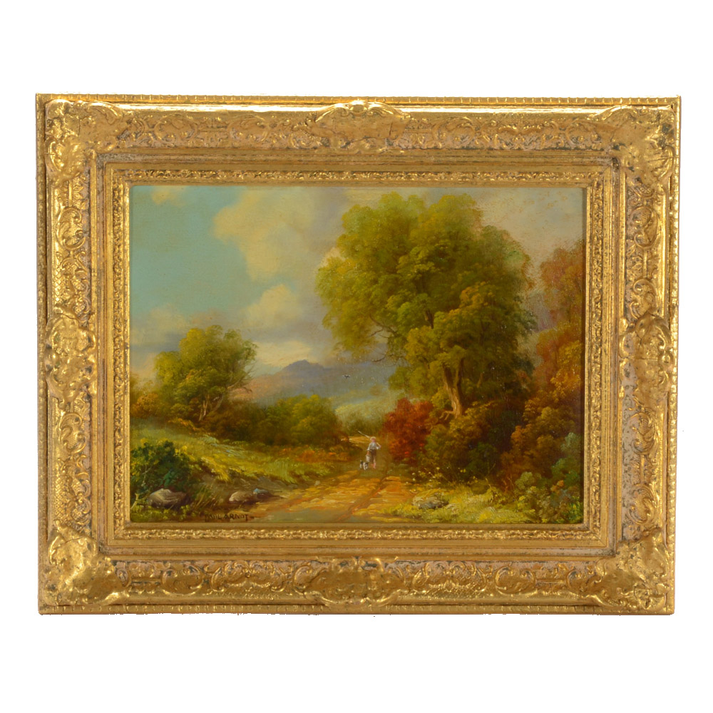 Paul Wesley Arndt Antique Oil on Canvas Landscape Painting