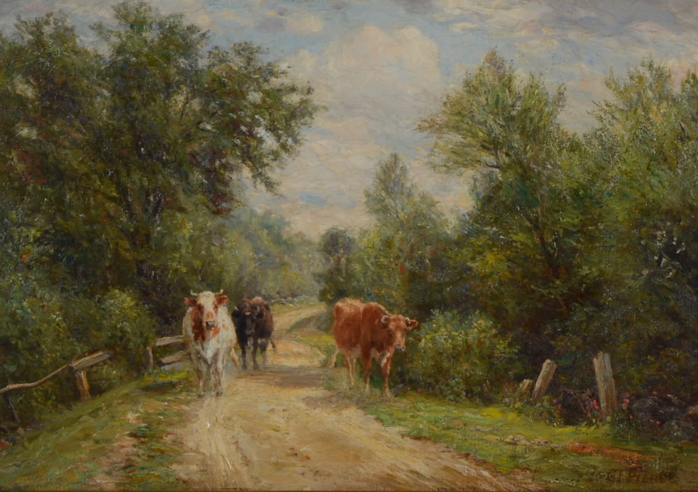 Charles Franklin Pierce Oil on Canvas Pastoral Landscape