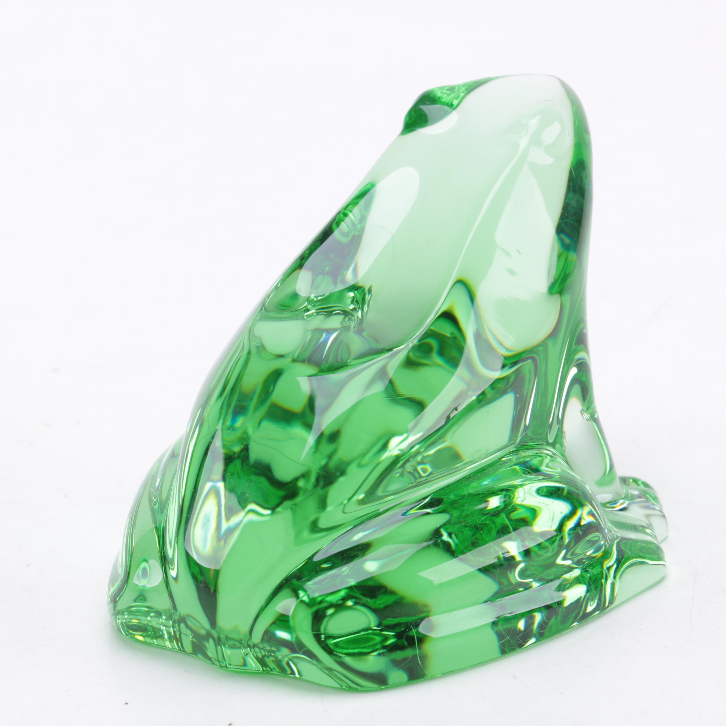 Baccarat Green Crystal Glass Frog Figurine
