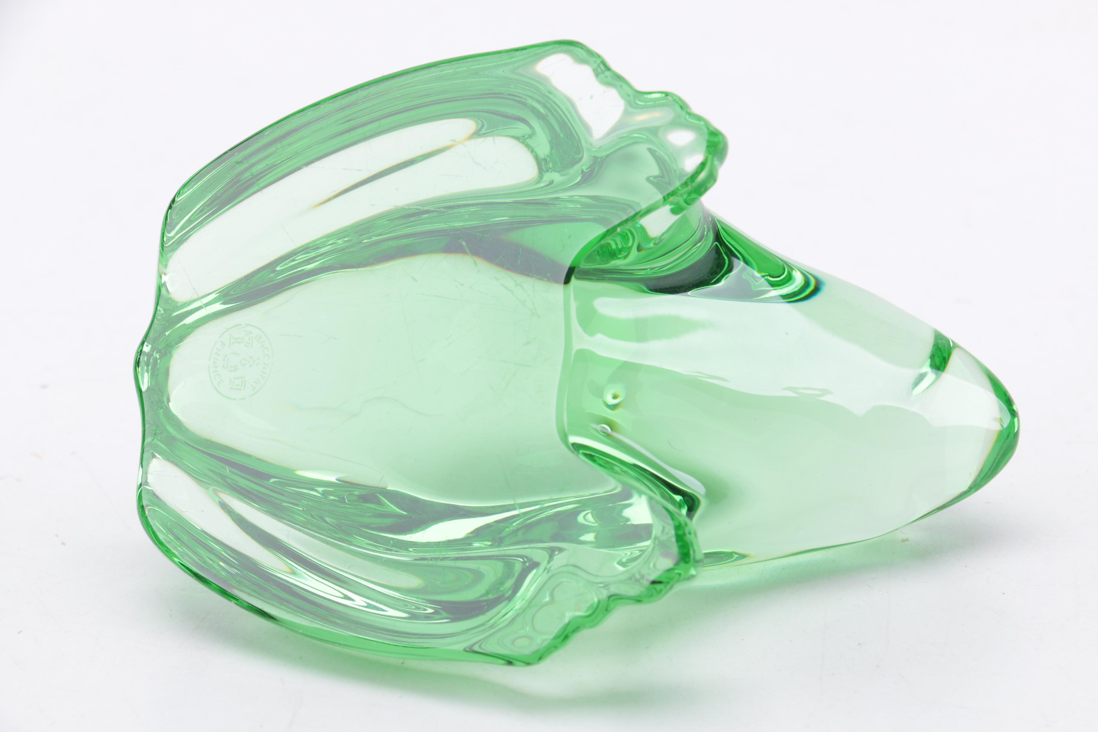 Baccarat Green Crystal Glass Frog Figurine