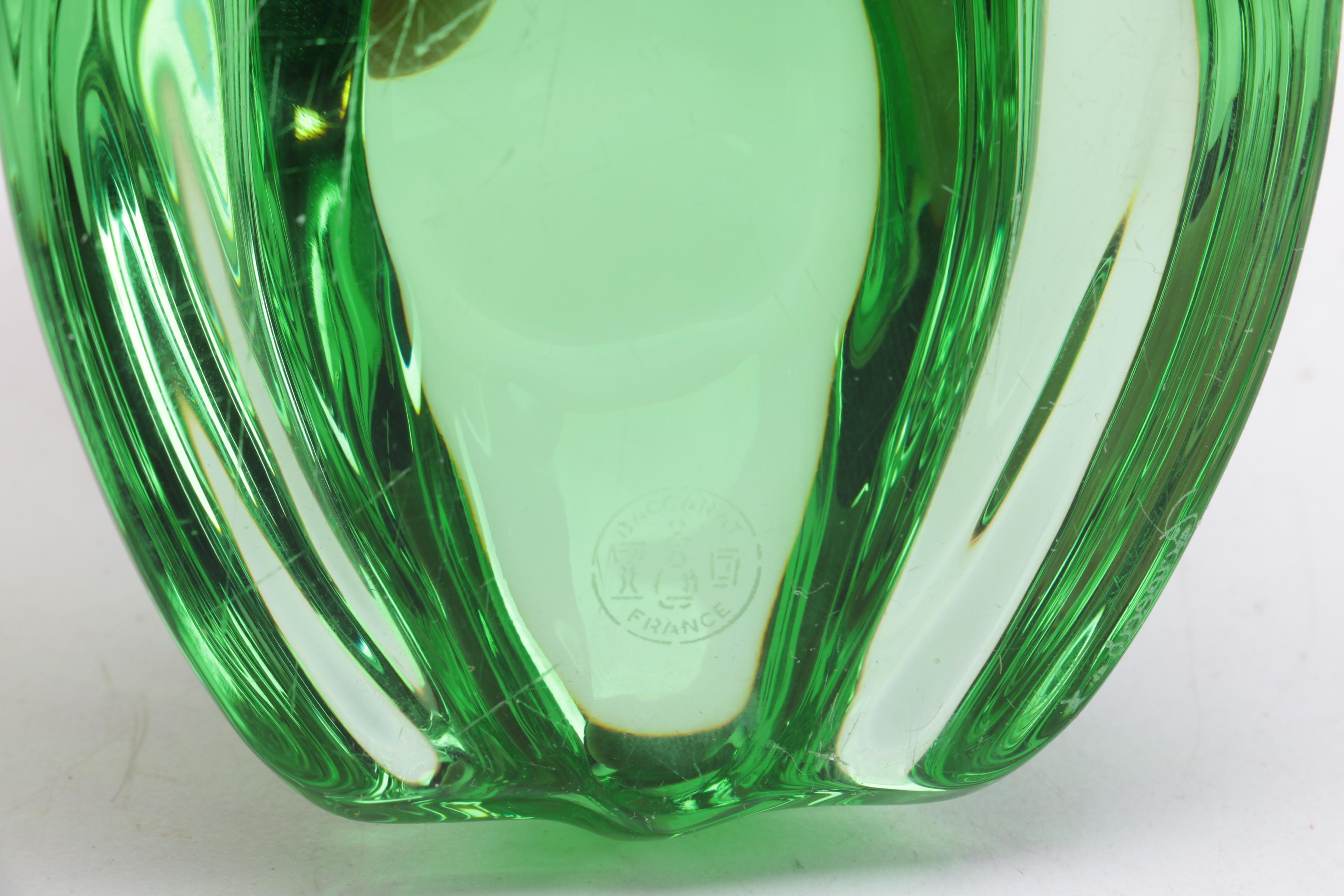 Baccarat Green Crystal Glass Frog Figurine