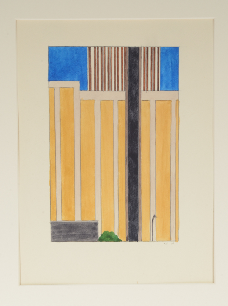 Robert Herrmann 1979 Architectural Watercolor Painting