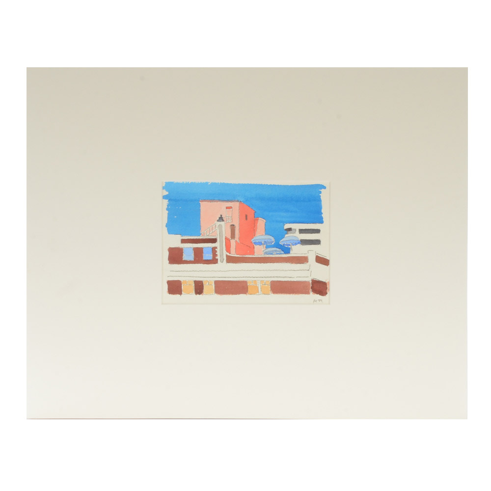 Robert Herrmann 1989 Architectural Watercolor Painting