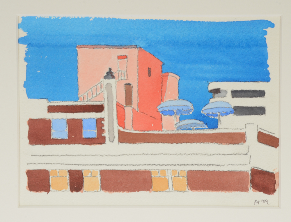 Robert Herrmann 1989 Architectural Watercolor Painting