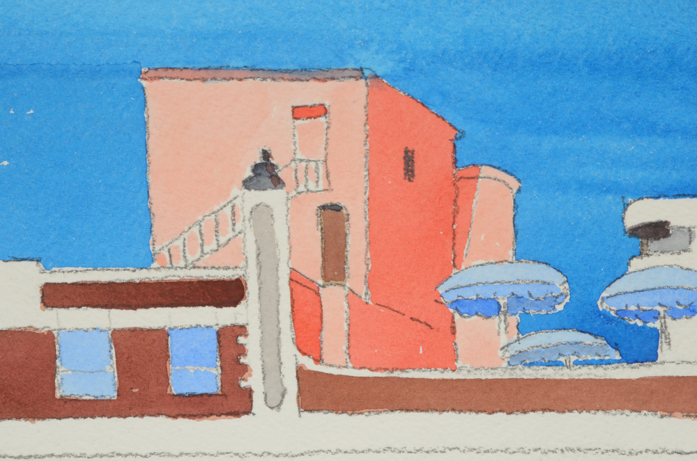 Robert Herrmann 1989 Architectural Watercolor Painting