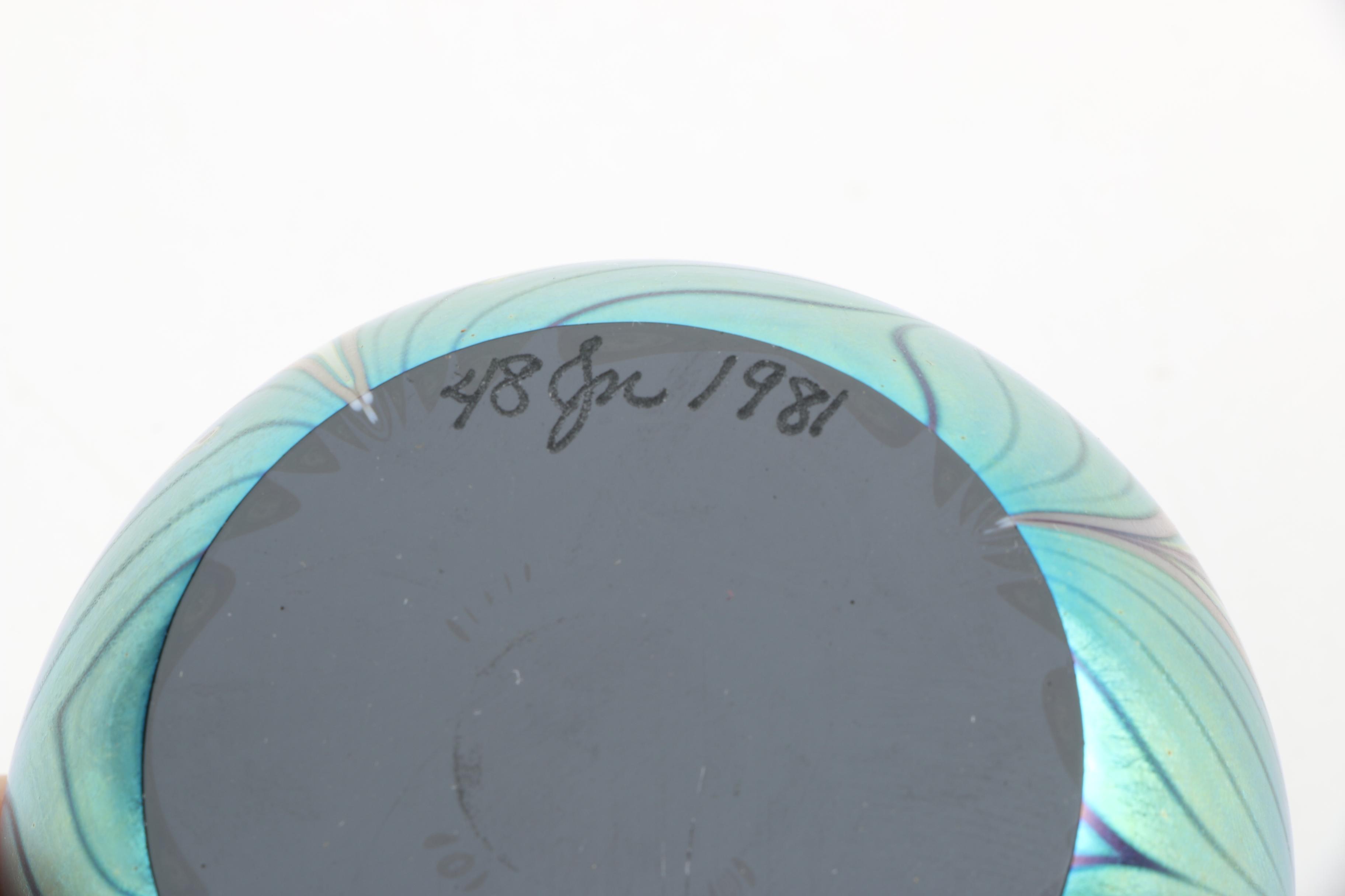 Vintage Orient & Flume Combed Iridescent Glass Paperweight