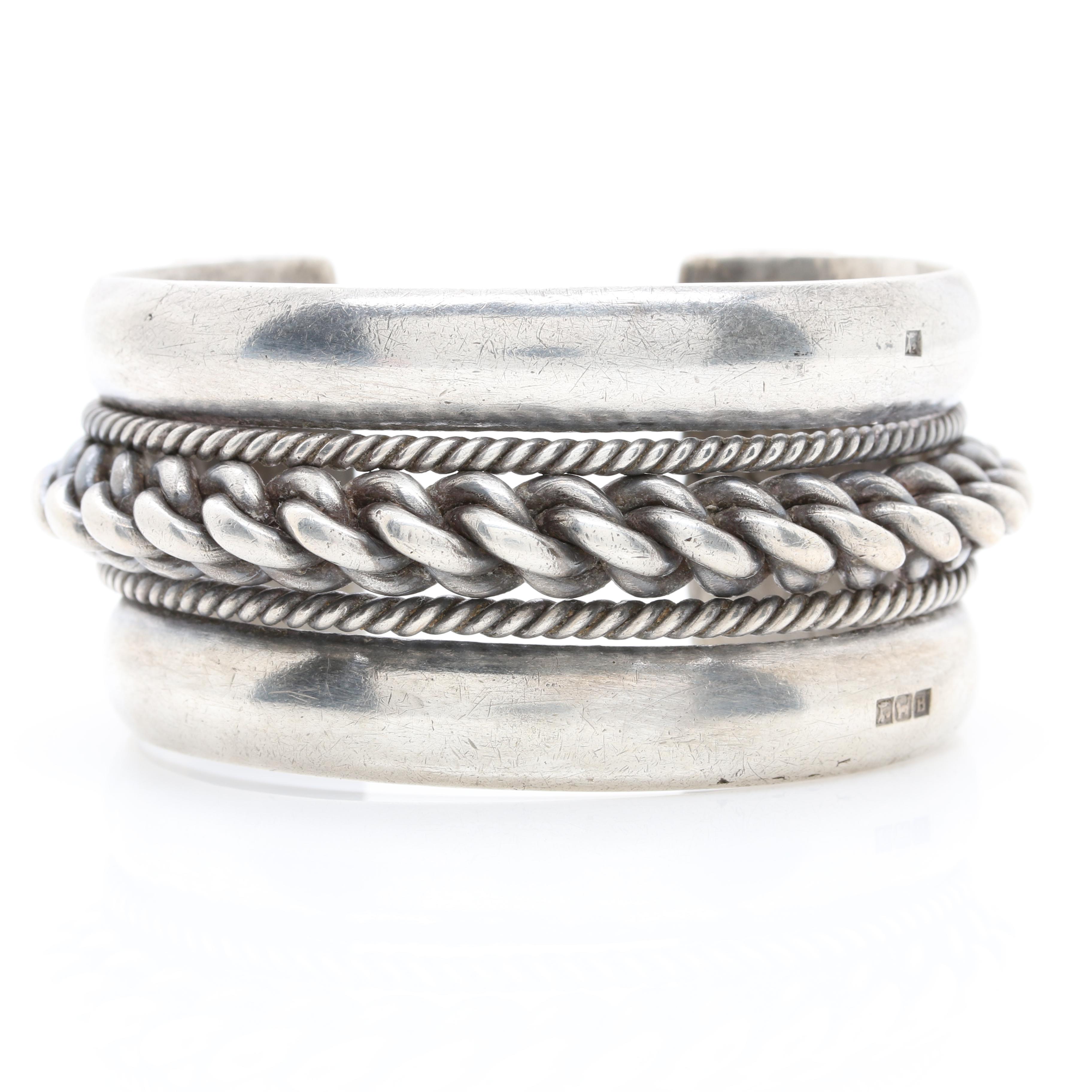 Vintage Egyptian 800 Silver Cuff Bracelet